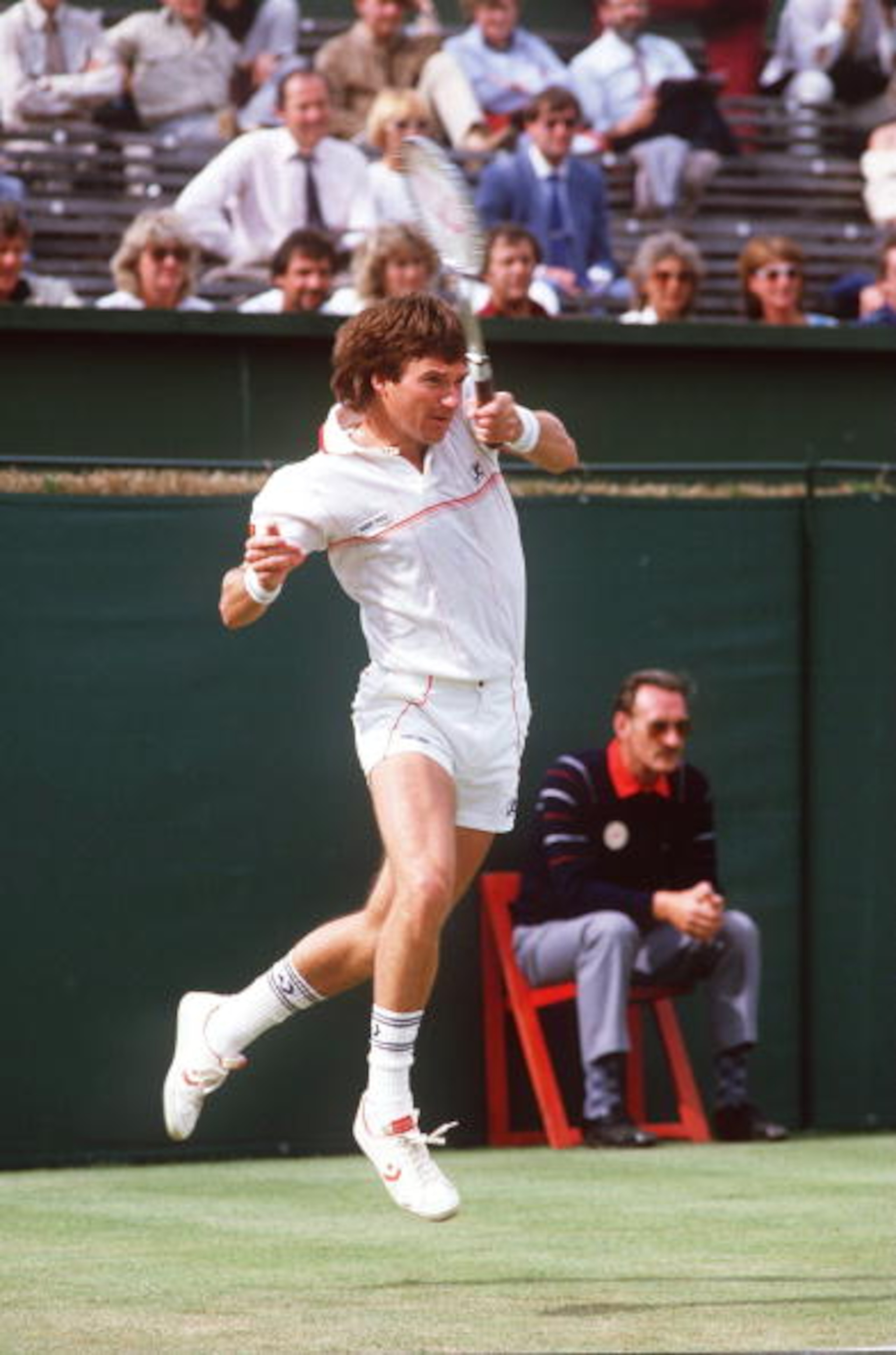 JUN 1984:  A PICTURE SHOWING JIMMY CONNORS OF THE UNITED STATES IN ACTION AT THE QUEENS CLUB IN LONDON Mandatory Credit: Adrian Murrell/ALLSPORT