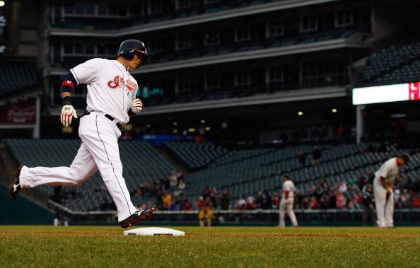 CLEVELAND - APRIL 06:  Shin-Soo Choo #17 of the Cleveland Indians rounds third base after hitting a two run home run in the first inning against the Boston Red Sox during the game on April 6, 2011 at Progressive Field in Cleveland, Ohio.  (Photo by Jared
