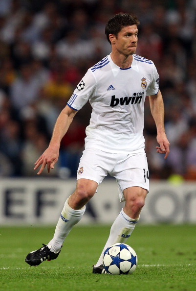 MADRID, SPAIN - APRIL 05:  Xabi Alonso of Real Madrid during the UEFA Champions League Quarter Final first leg match between Real Madrid and Tottenham Hotspur at Estadio Santiago Bernabeu on April 5, 2011 in Madrid, Spain.  (Photo by Clive Rose/Getty Imag