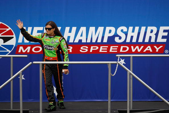 LOUDON, NH - JUNE 26:  Danica Patrick, driver of the #7 GoDaddy.com Chevrolet, waves to the crowd during driver introductions prior to the start of the NASCAR Nationwide Series New England 200 at New Hampshire Motor Speedway on June 26, 2010 in Loudon, Ne