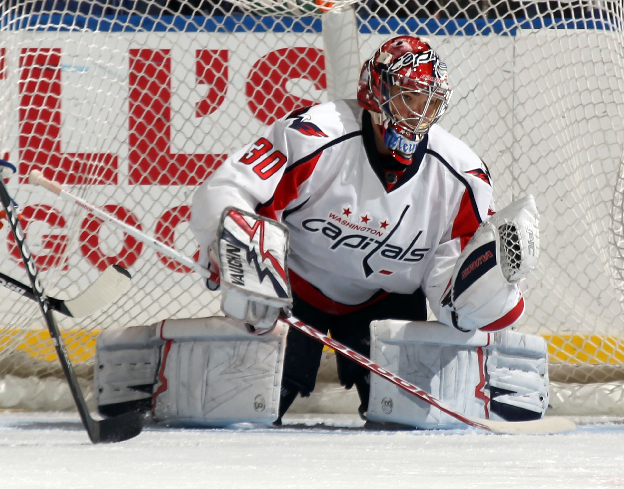 UNIONDALE, NY - FEBRUARY 26: Michal Neuvirth #30 of the Washington Capitals tends net against the New York Islanders at the Nassau Coliseum on February 26, 2011 in Uniondale, New York. The Capitals defeated the Islanders 3-2. (Photo by Bruce Bennett/Get UNIONDALE, NY - FEBRUARY 26: Michal Neuvirth #30 of the Washington Capitals tends net against the New York Islanders at the Nassau Coliseum on February 26, 2011 in Uniondale, New York. The Capitals defeated the Islanders 3-2. (Photo by Bruce Bennett/Get