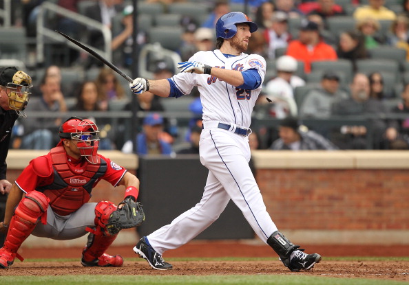 NEW YORK, NY - APRIL 10:  Ike Davis #29 of the New York Mets gets a hit and drives in a run against  the Washington Nationals during their game on April 10, 2011 at Citi Field in the Flushing neighborhood of the Queens borough of New York City.  (Photo by