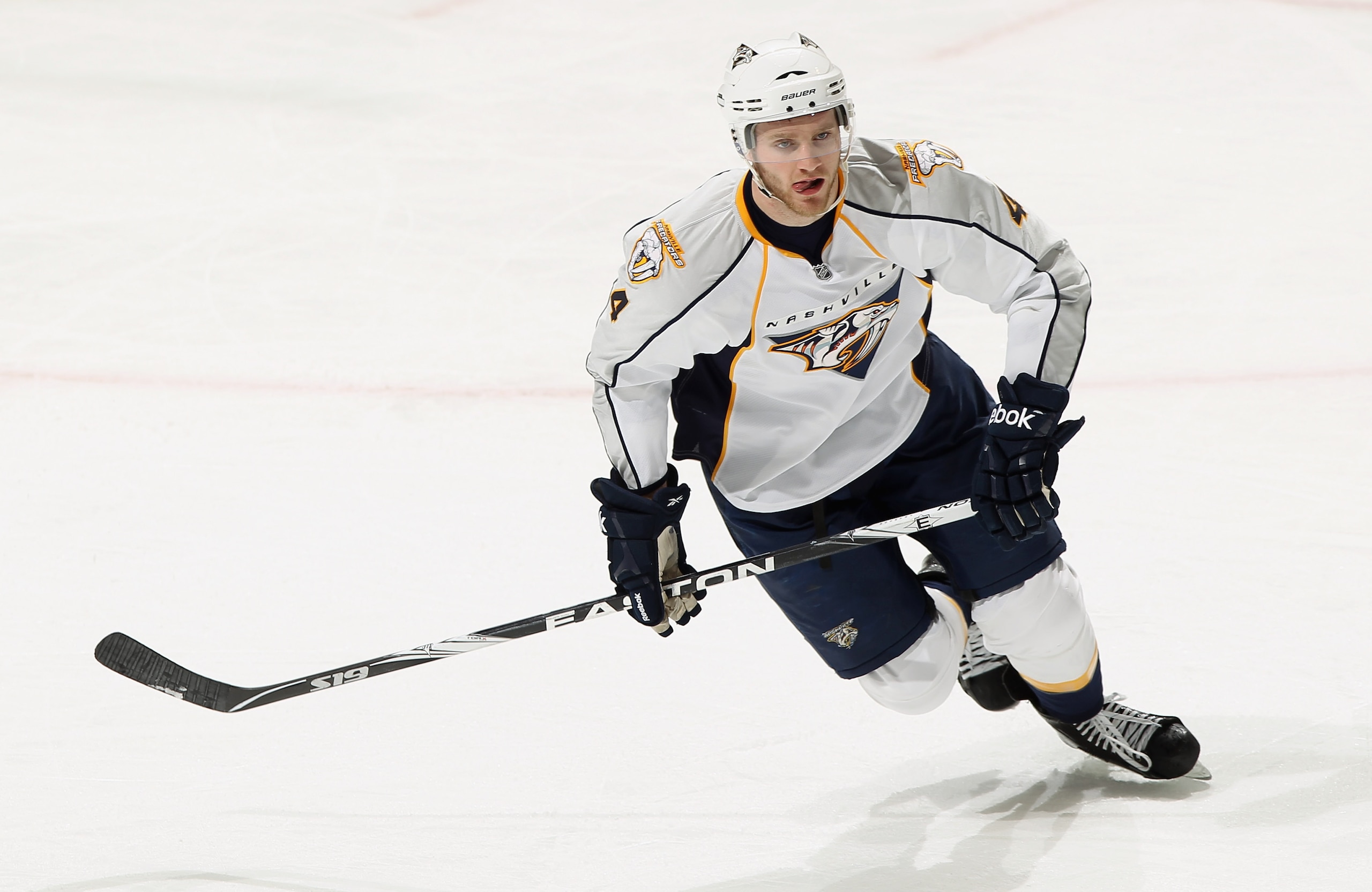 DENVER, CO - MARCH 31:  Cody Franson #4 of the Nashville Predators skates against the Colorado Avalanche at the Pepsi Center on March 31, 2011 in Denver, Colorado. The Nashville Predators defeated the Colorado Avalanche 3-2.  (Photo by Doug Pensinger/Gett