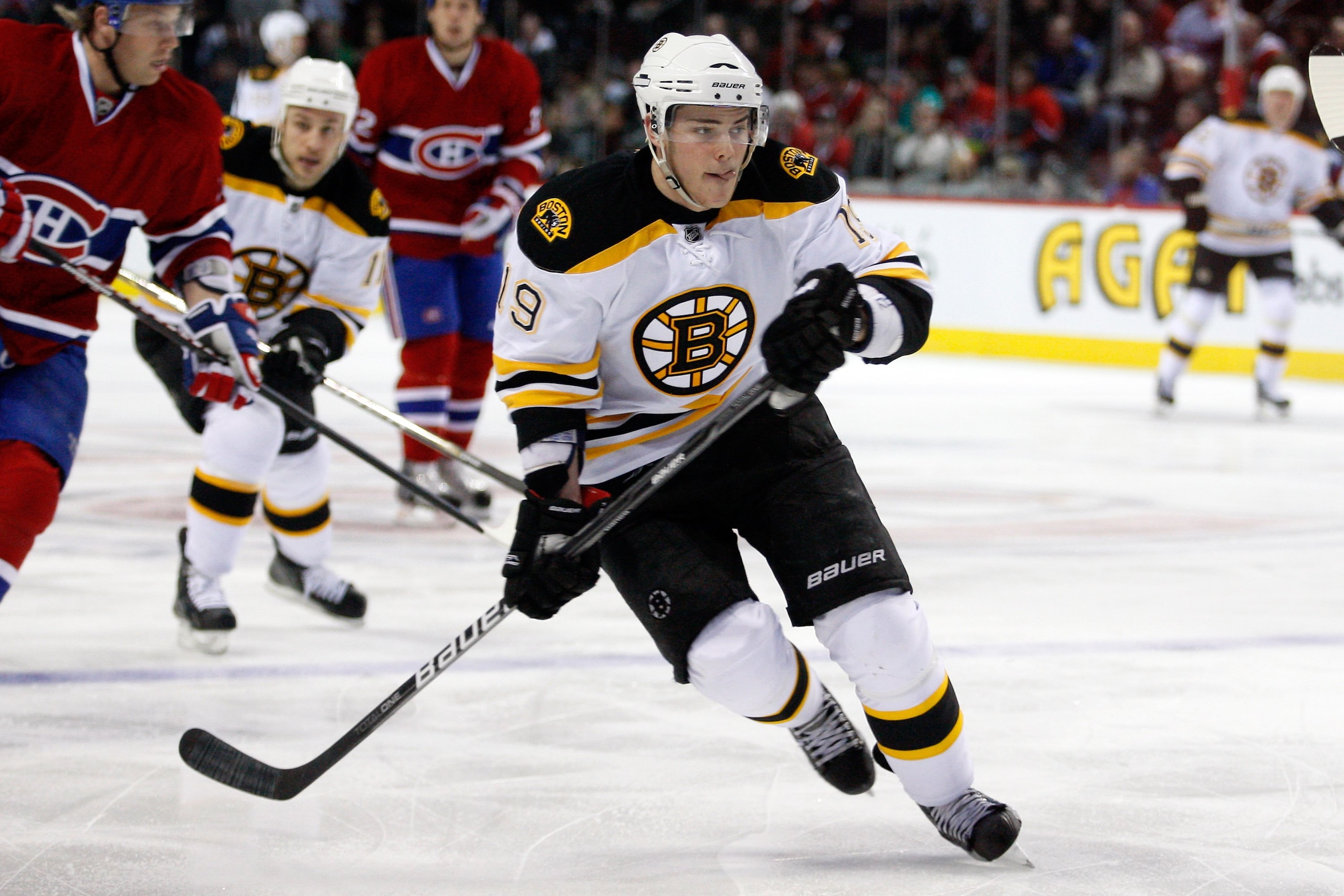 MONTREAL, CANADA - MARCH 8:  Tyler Seguin #19 of the Boston Bruins skates during the NHL game against the Montreal Canadiens at the Bell Centre on March 8, 2011 in Montreal, Quebec, Canada.  The Canadiens defeated the Bruins 4-1.  (Photo by Richard Wolowi