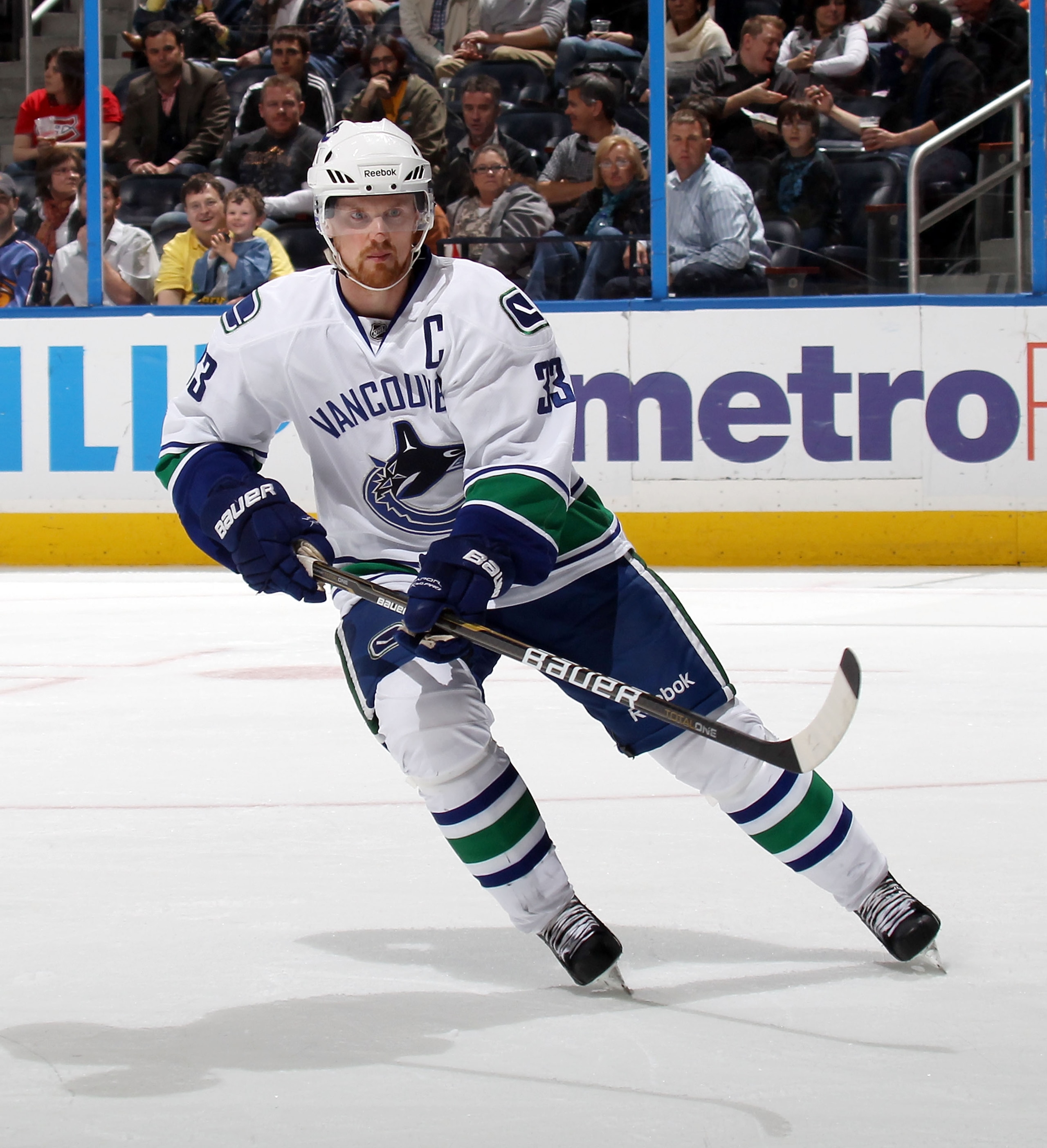 ATLANTA, GA - MARCH 25:  Henrik Sedin #33 of the Vancouver Canucks skates against the Atlanta Thrashers at the Philips Arena on March 25, 2011 in Atlanta, Georgia.  (Photo by Bruce Bennett/Getty Images)