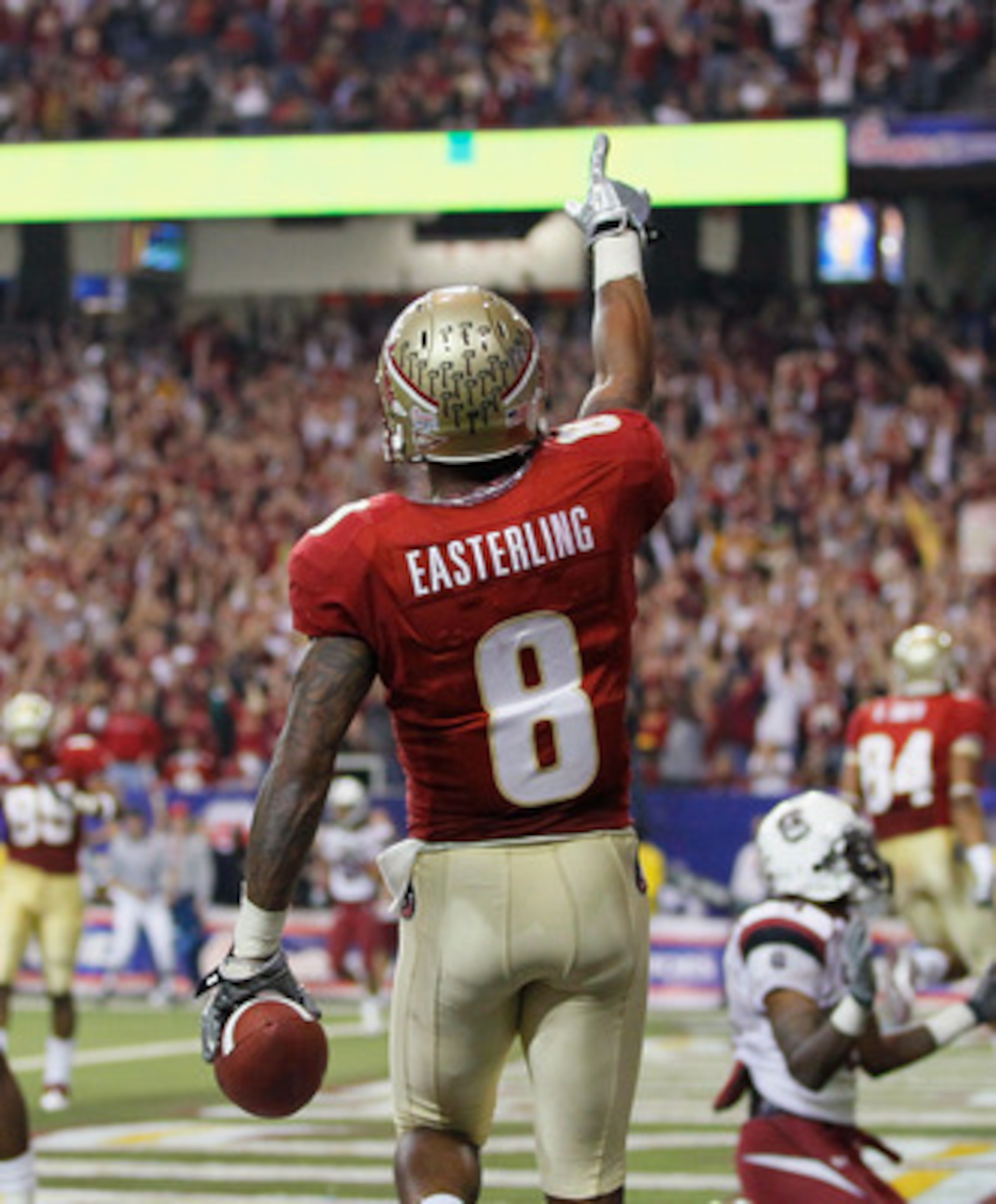 ATLANTA, GA - DECEMBER 31:  Taiwan Easterling #8 of the Florida State Seminoles against the South Carolina Gamecocks during the 2010 Chick-fil-A Bowl at Georgia Dome on December 31, 2010 in Atlanta, Georgia.  (Photo by Kevin C. Cox/Getty Images)
