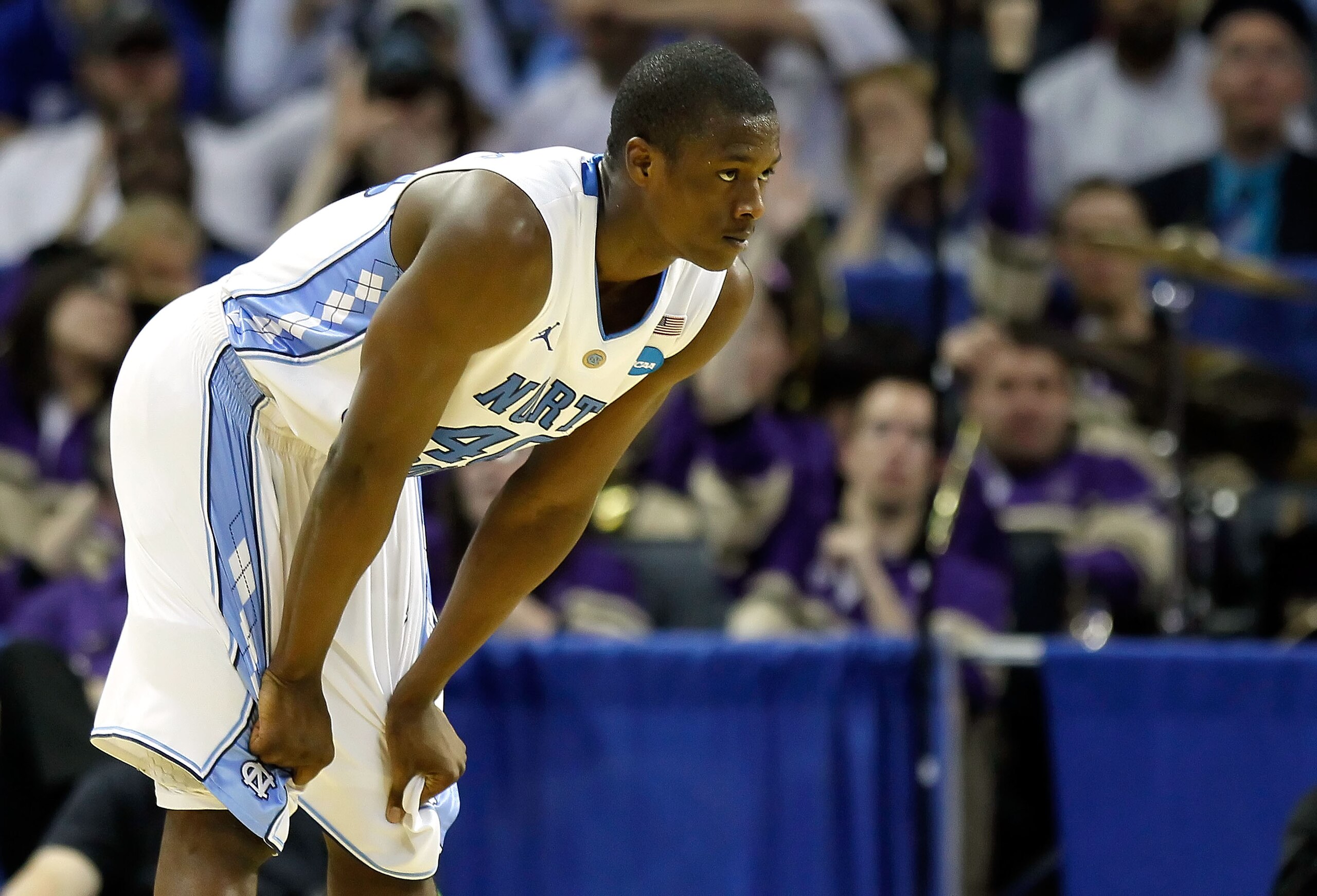 CHARLOTTE, NC - MARCH 20:  Harrison Barnes #40 of the North Carolina Tar Heels looks on in the second half while taking on the Washington Huskies during the third round of the 2011 NCAA men's basketball tournament at Time Warner Cable Arena on March 20, 2
