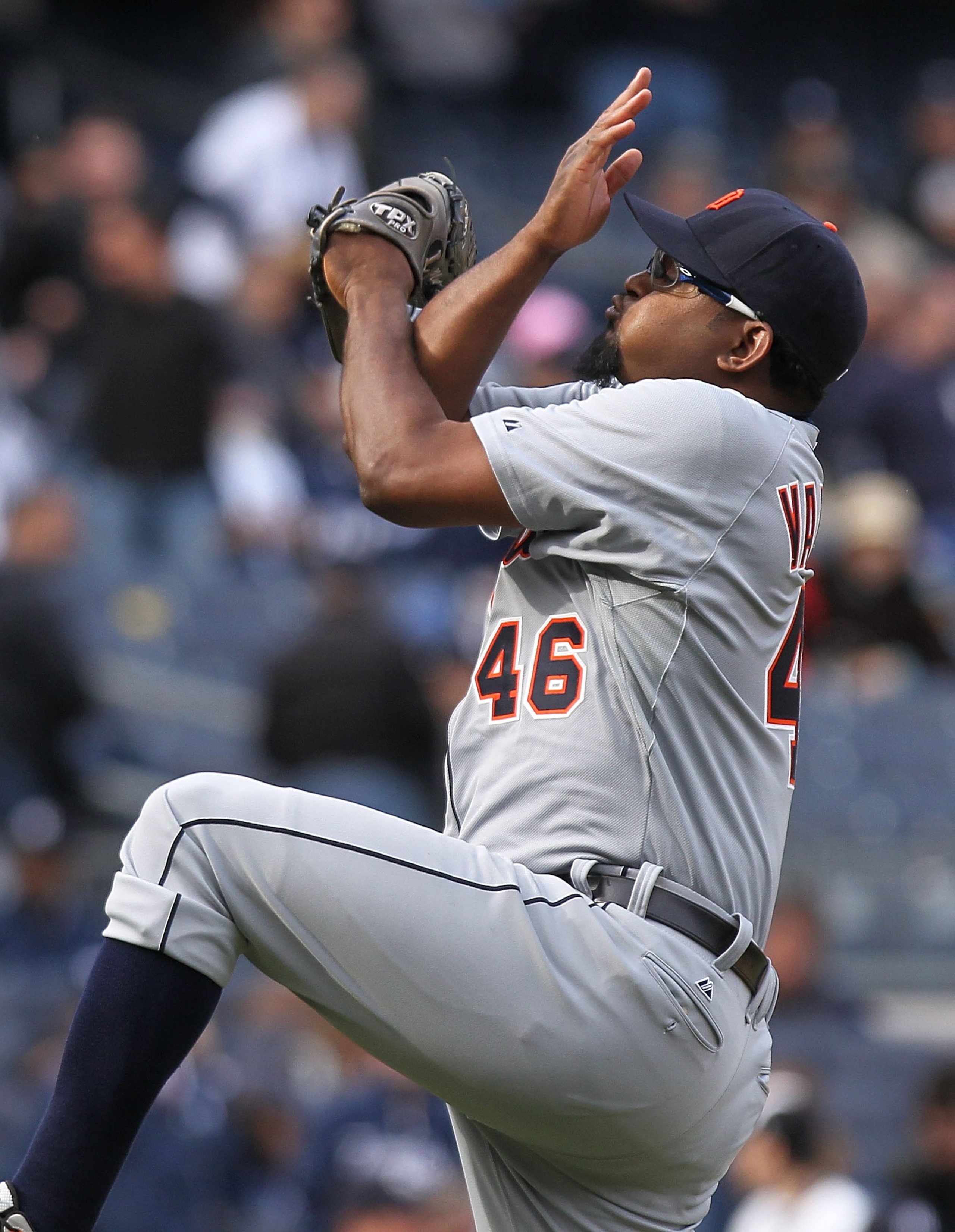 NEW YORK, NY - APRIL 03: Jose Valverde #46 of the Detroit Tigers celebrates the win against the New York Yankees at Yankee Stadium on April 3, 2011 in the Bronx borough of New York City. (Photo by Nick Laham/Getty Images) NEW YORK, NY - APRIL 03: Jose Valverde #46 of the Detroit Tigers celebrates the win against the New York Yankees at Yankee Stadium on April 3, 2011 in the Bronx borough of New York City. (Photo by Nick Laham/Getty Images)