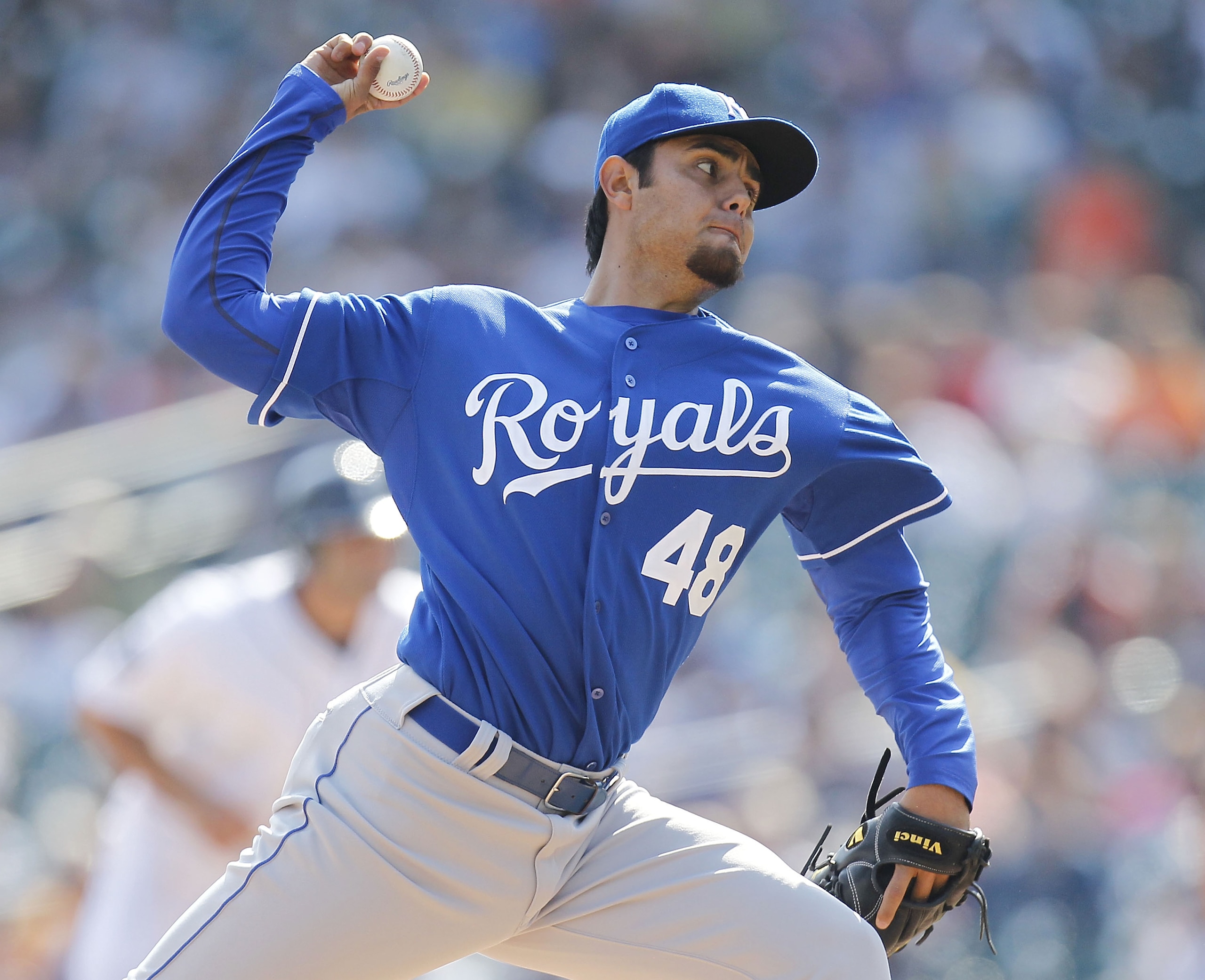 DETROIT, MI - APRIL 10: Joakim Soria #48 of the Kansas City Royals throws a ninth inning pitch while playing the Detroit Tigers at Comerica Park on April 10, 2011 in Detroit, Michigan. Kansas City won the game 9-5. (Photo by Gregory Shamus/Getty Images) DETROIT, MI - APRIL 10: Joakim Soria #48 of the Kansas City Royals throws a ninth inning pitch while playing the Detroit Tigers at Comerica Park on April 10, 2011 in Detroit, Michigan. Kansas City won the game 9-5. (Photo by Gregory Shamus/Getty Images)