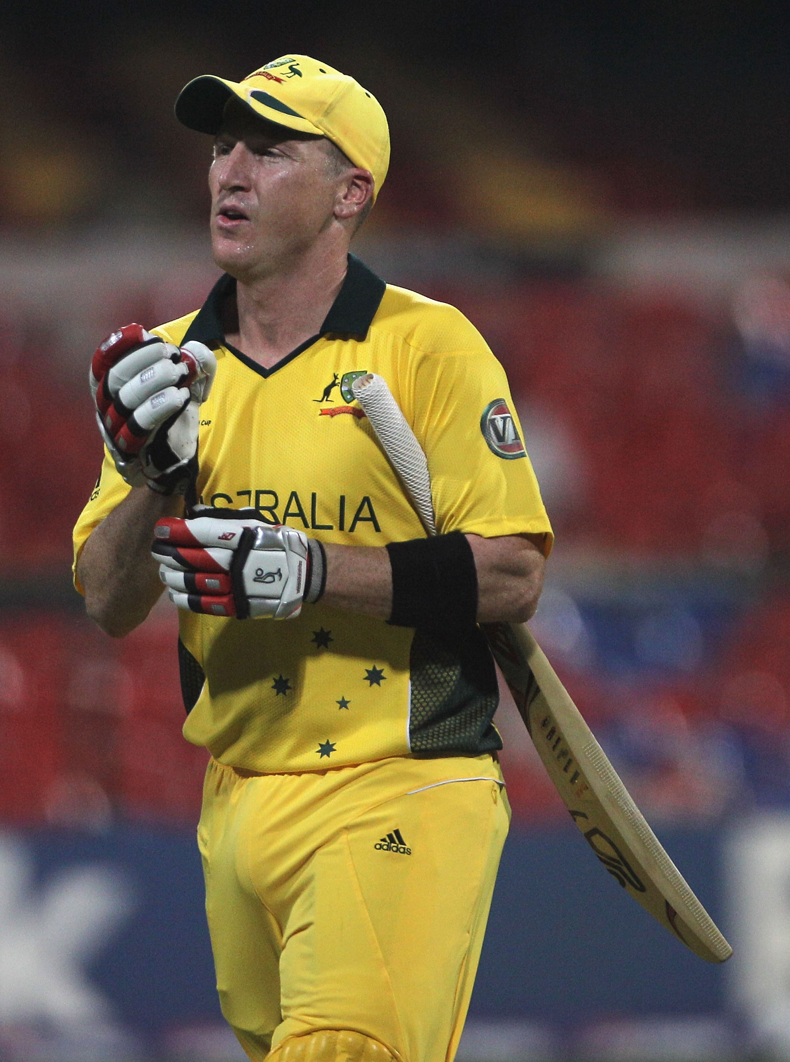 BANGALORE, INDIA - MARCH 16: Brad Haddin of Australia leaves the field after being dismissed during the 2011 ICC World Cup Group A match between Australia and Canada at M. Chinnaswamy Stadium on March 16, 2011 in Bangalore, India. (Photo by Hamish Blai BANGALORE, INDIA - MARCH 16: Brad Haddin of Australia leaves the field after being dismissed during the 2011 ICC World Cup Group A match between Australia and Canada at M. Chinnaswamy Stadium on March 16, 2011 in Bangalore, India. (Photo by Hamish Blai