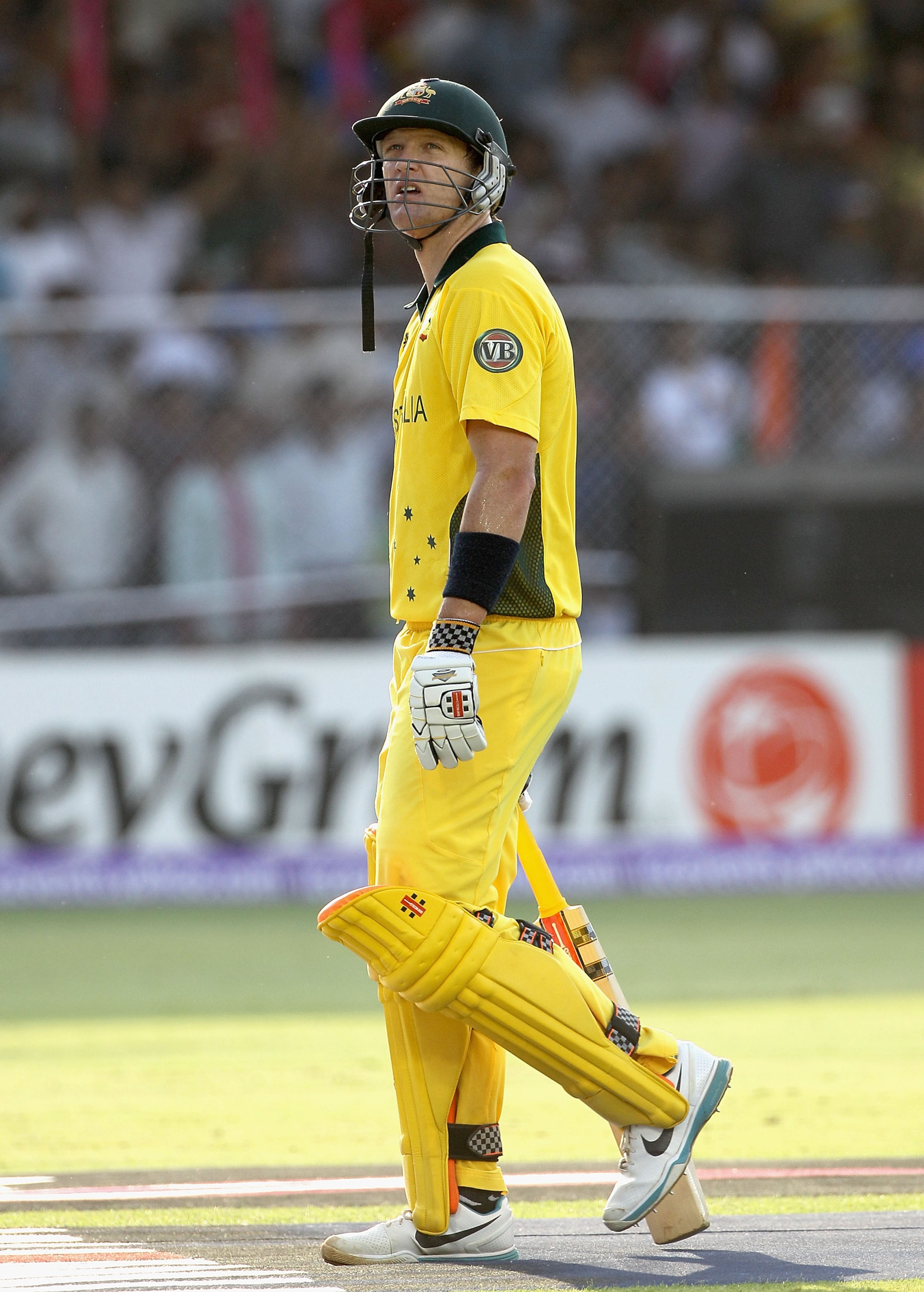 AHMEDABAD, INDIA - MARCH 24: Cameron White of Australia leaves the field after being dismissed during the 2011 ICC World Cup Quarter Final match between Australia and India at Sardar Patel Stadium on March 24, 2011 in Ahmedabad, India. (Photo by Hamish AHMEDABAD, INDIA - MARCH 24: Cameron White of Australia leaves the field after being dismissed during the 2011 ICC World Cup Quarter Final match between Australia and India at Sardar Patel Stadium on March 24, 2011 in Ahmedabad, India. (Photo by Hamish