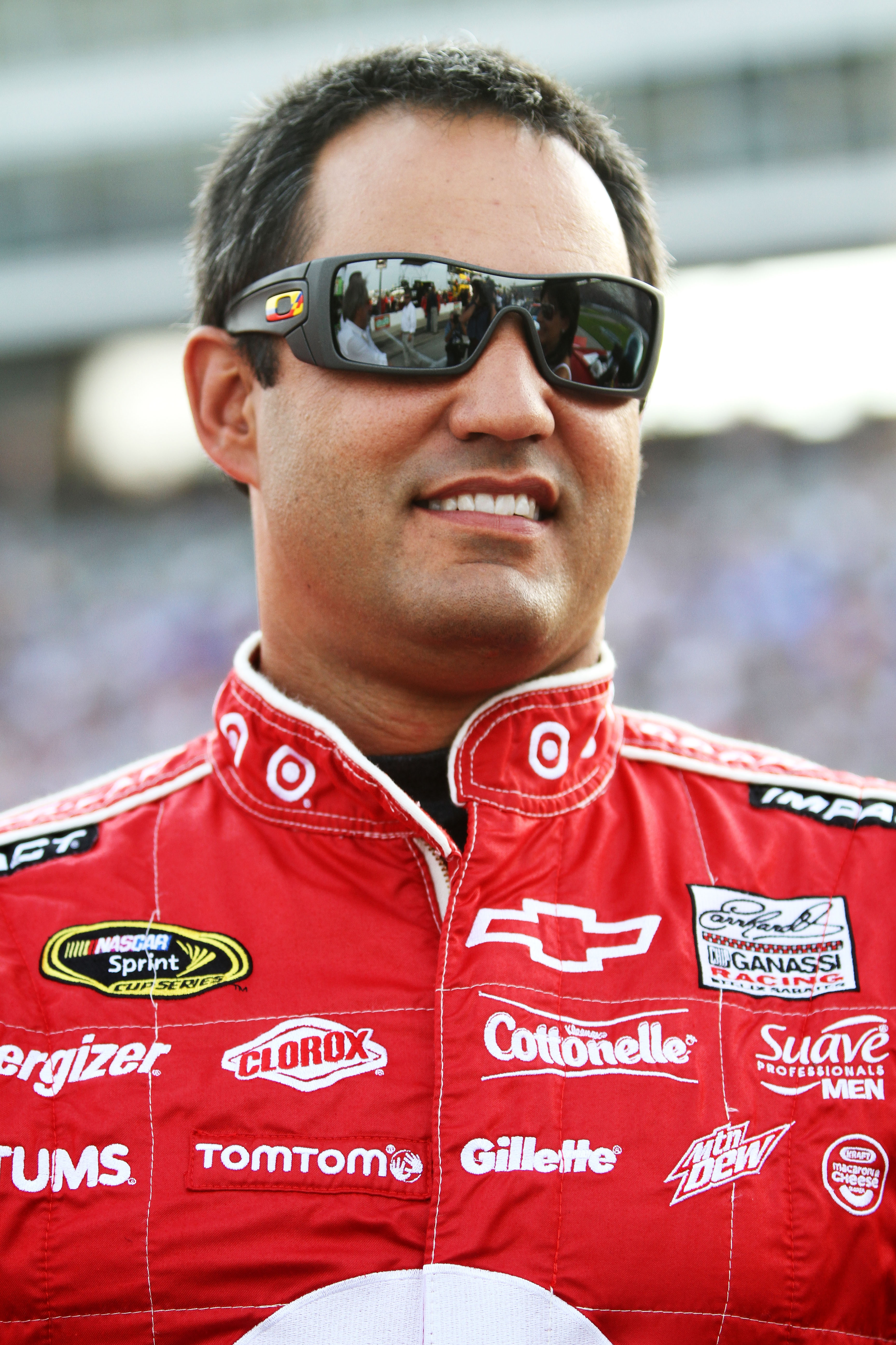 FORT WORTH, TX - APRIL 09:  Juan Pablo Montoya, driver of the #42 Target Chevrolet, stands on the grid prior to the start of the NASCAR Sprint Cup Series Samsung Mobile 500 at Texas Motor Speedway on April 9, 2011 in Fort Worth, Texas.  (Photo by Jerry Ma