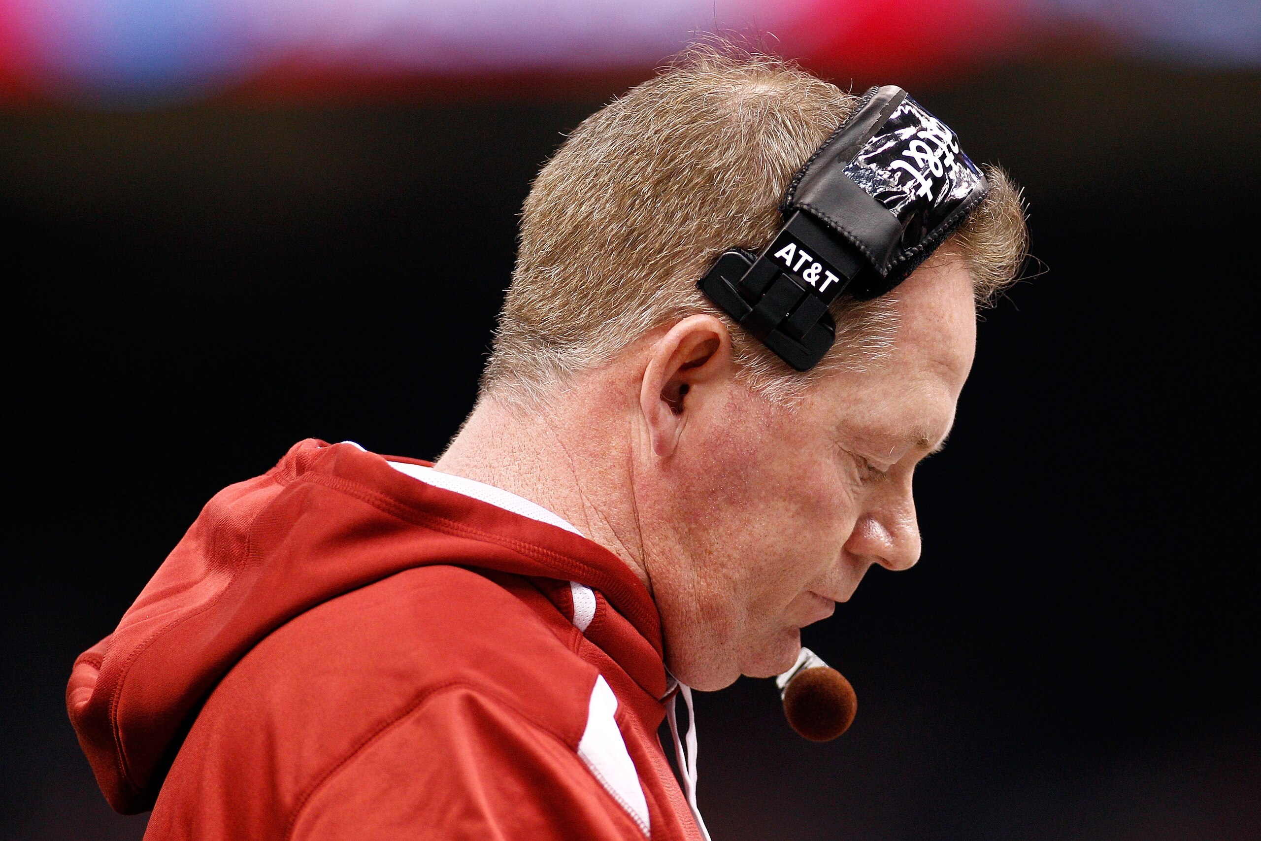 NEW ORLEANS, LA - JANUARY 04:  Head coach Bobby Petrino of the Arkansas Razorbacks looks down in the third quarter against the Ohio State Buckeyes during the Allstate Sugar Bowl at the Louisiana Superdome on January 4, 2011 in New Orleans, Louisiana.  (Ph