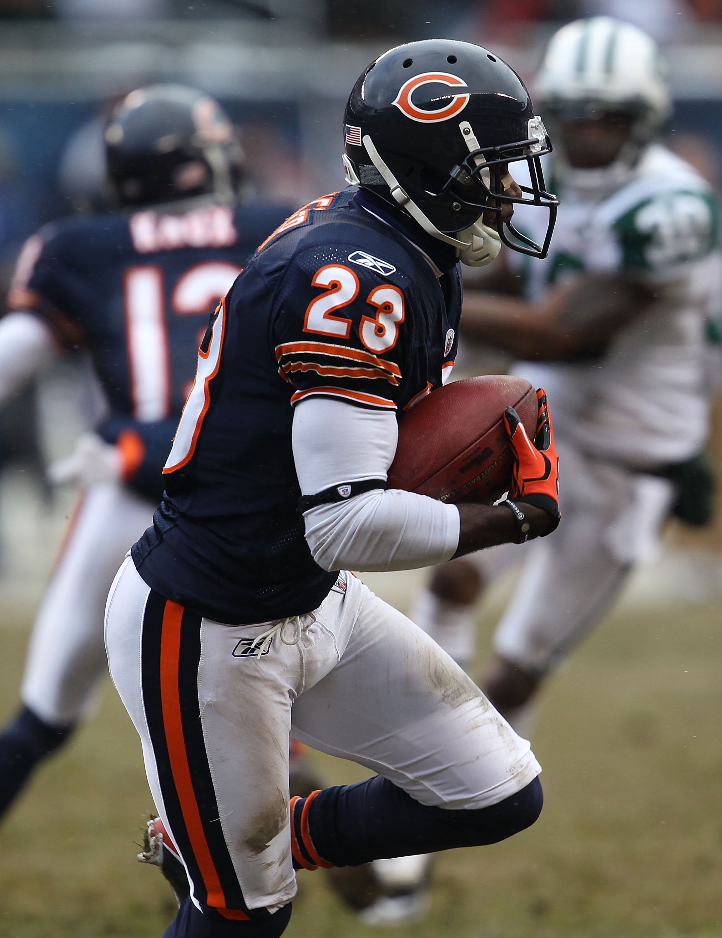 CHICAGO, IL - DECEMBER 26: Devin Hester #23 of the Chicago Bears runs against the New York Jets at Soldier Field on December 26, 2010 in Chicago, Illinois. The Bears defeated the Jets 38-34. (Photo by Jonathan Daniel/Getty Images)