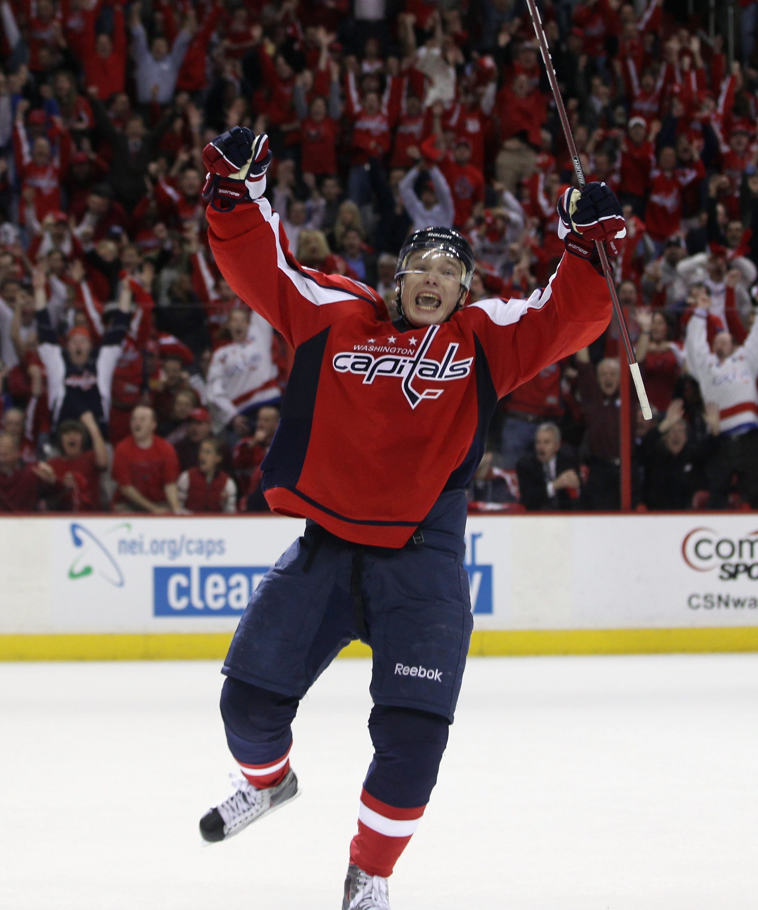 WASHINGTON, DC - APRIL 13: Alexander Semin #28 of the Washington Capitals scores the game winning goal at 18:24 of overtime against the New York Rangers in Game One of the Eastern Conference Quarterfinals during the 2011 NHL Stanley Cup Playoffs at Veriz WASHINGTON, DC - APRIL 13: Alexander Semin #28 of the Washington Capitals scores the game winning goal at 18:24 of overtime against the New York Rangers in Game One of the Eastern Conference Quarterfinals during the 2011 NHL Stanley Cup Playoffs at Veriz
