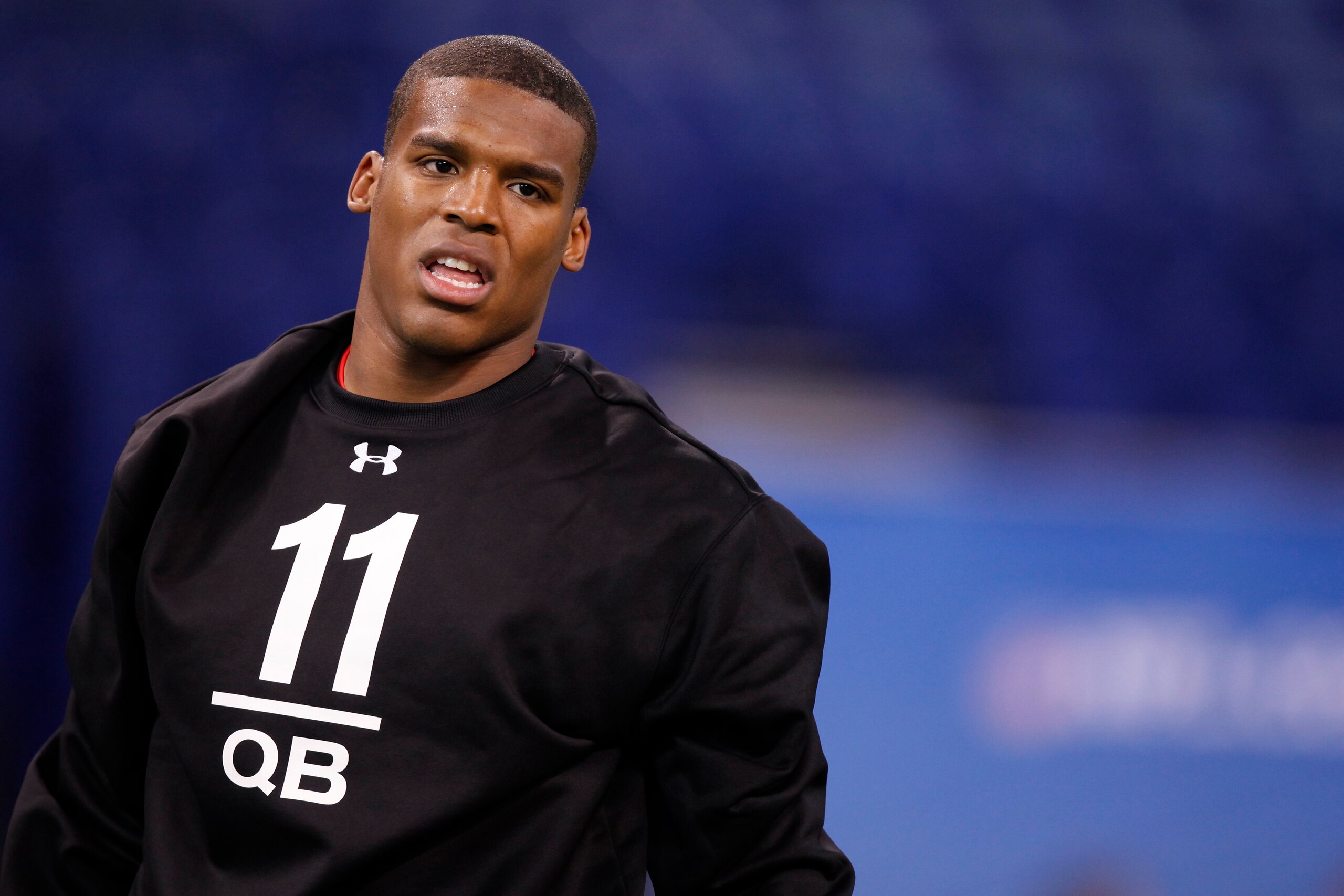 INDIANAPOLIS, IN - FEBRUARY 27: Cam Newton looks on during the 2011 NFL Scouting Combine at Lucas Oil Stadium on February 27, 2011 in Indianapolis, Indiana. (Photo by Joe Robbins/Getty Images) INDIANAPOLIS, IN - FEBRUARY 27: Cam Newton looks on during the 2011 NFL Scouting Combine at Lucas Oil Stadium on February 27, 2011 in Indianapolis, Indiana. (Photo by Joe Robbins/Getty Images)
