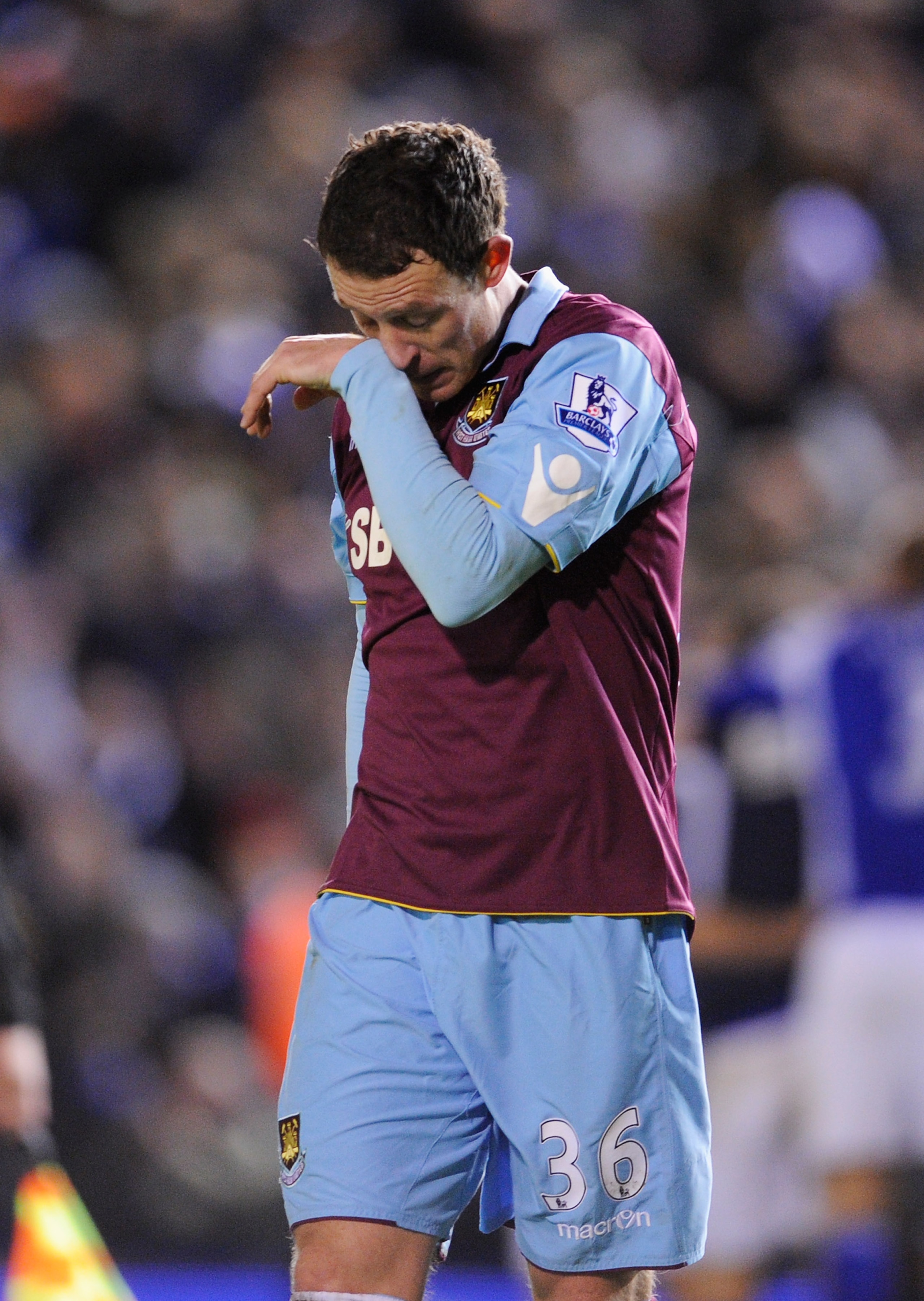 BIRMINGHAM, ENGLAND - JANUARY 26: Wayne Bridge of West Ham United looks dejected after the Carling Cup Semi Final Second Leg match between Birmingham City and West Ham United at St Andrews on January 26, 2011 in Birmingham, England. (Photo by Michael Reg BIRMINGHAM, ENGLAND - JANUARY 26: Wayne Bridge of West Ham United looks dejected after the Carling Cup Semi Final Second Leg match between Birmingham City and West Ham United at St Andrews on January 26, 2011 in Birmingham, England. (Photo by Michael Reg
