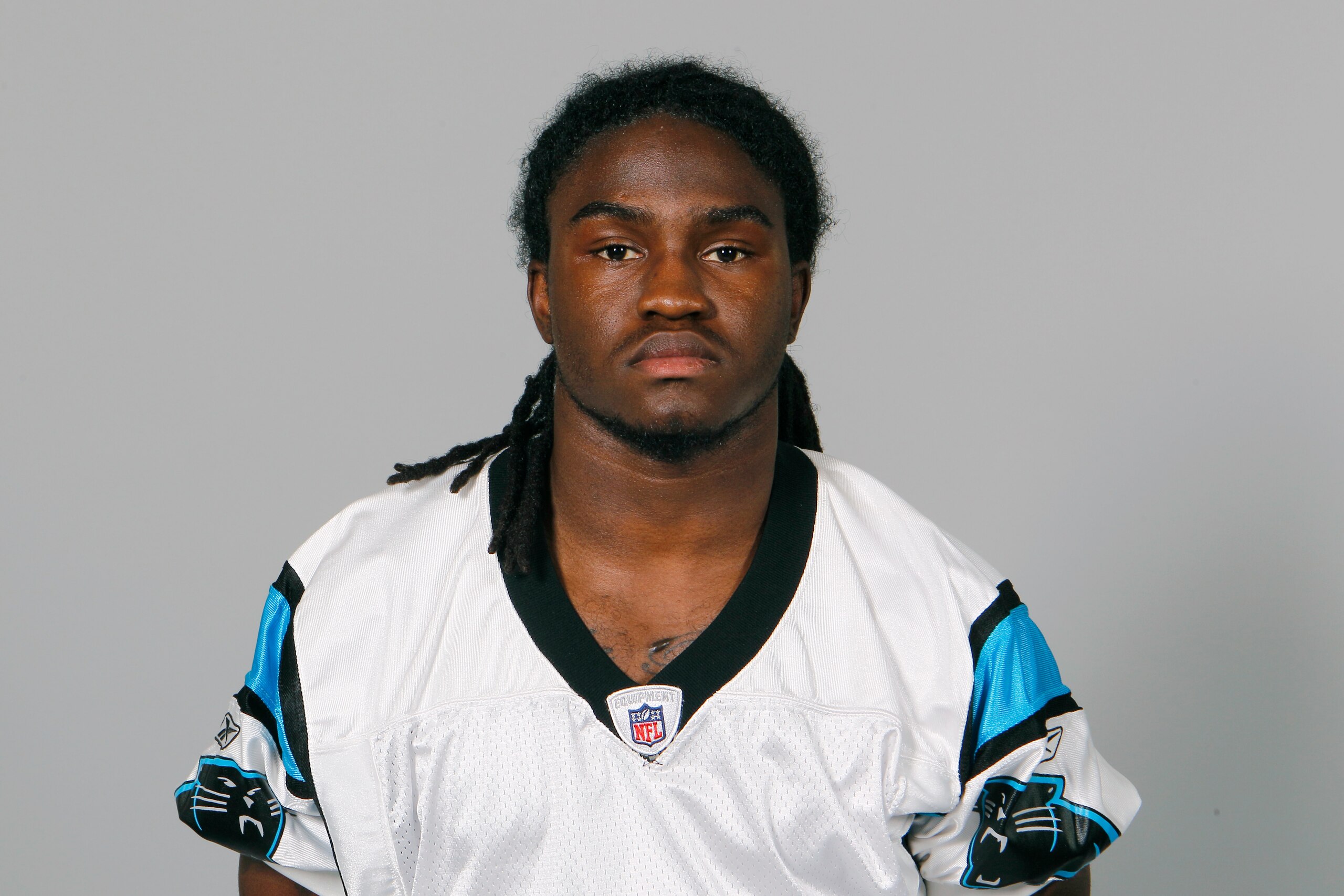 CHARLOTTE, NC - CIRCA 2010: In this handout image provided by the NFL, Armanti Edwards of the Carolina Panthers poses for his 2010 NFL headshot circa 2010 in Charlotte, North Carolina. (Photo by NFL via Getty Images)