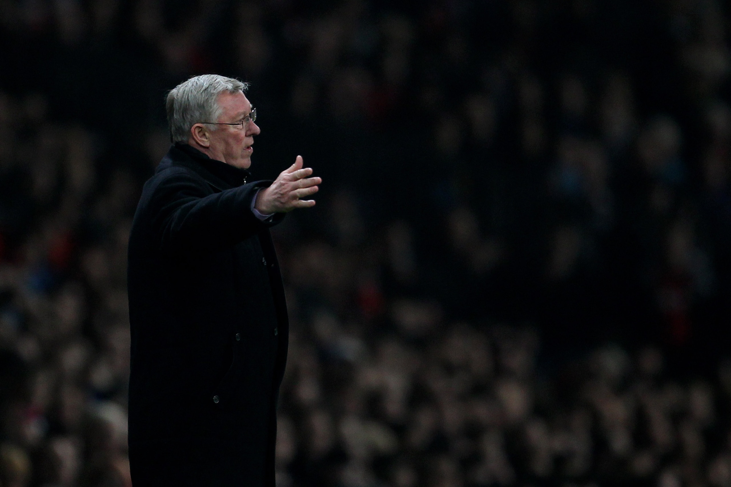 MANCHESTER, ENGLAND - MARCH 15:  Sir Alex Ferguson manager of Manchester United looks on during the UEFA Champions League round of 16 second leg match between Manchester United and Marseille at Old Trafford on March 15, 2011 in Manchester, England.  (Phot