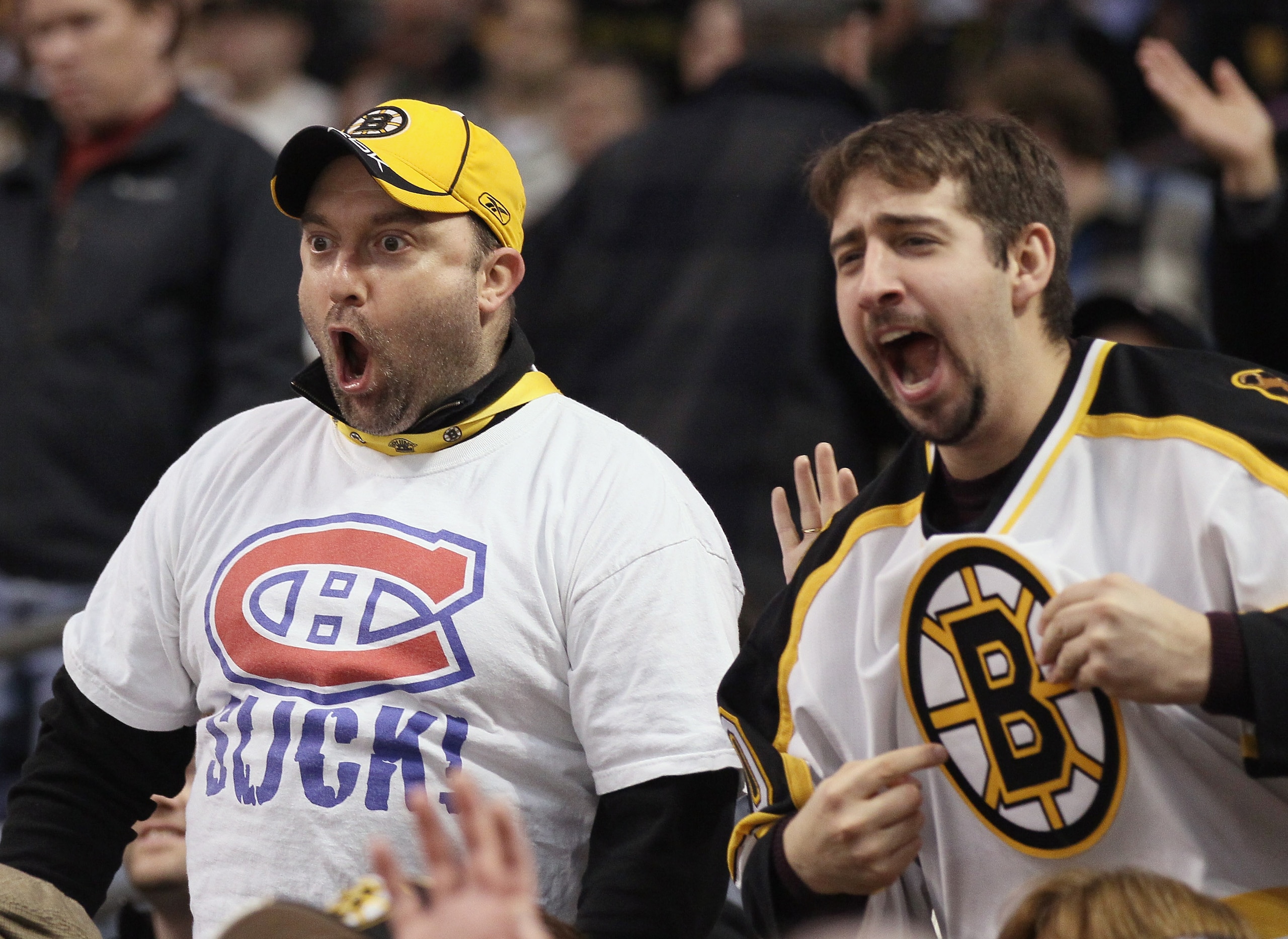 BOSTON, MA - MARCH 24:  Boston Bruins fans cheere after a goal in the third period against the Montreal Canadiens on March 24, 2011 at the TD Garden in Boston, Massachusetts.  The Boston Bruins defeated the Montreal Canadiens 7-0.  (Photo by Elsa/Getty Im