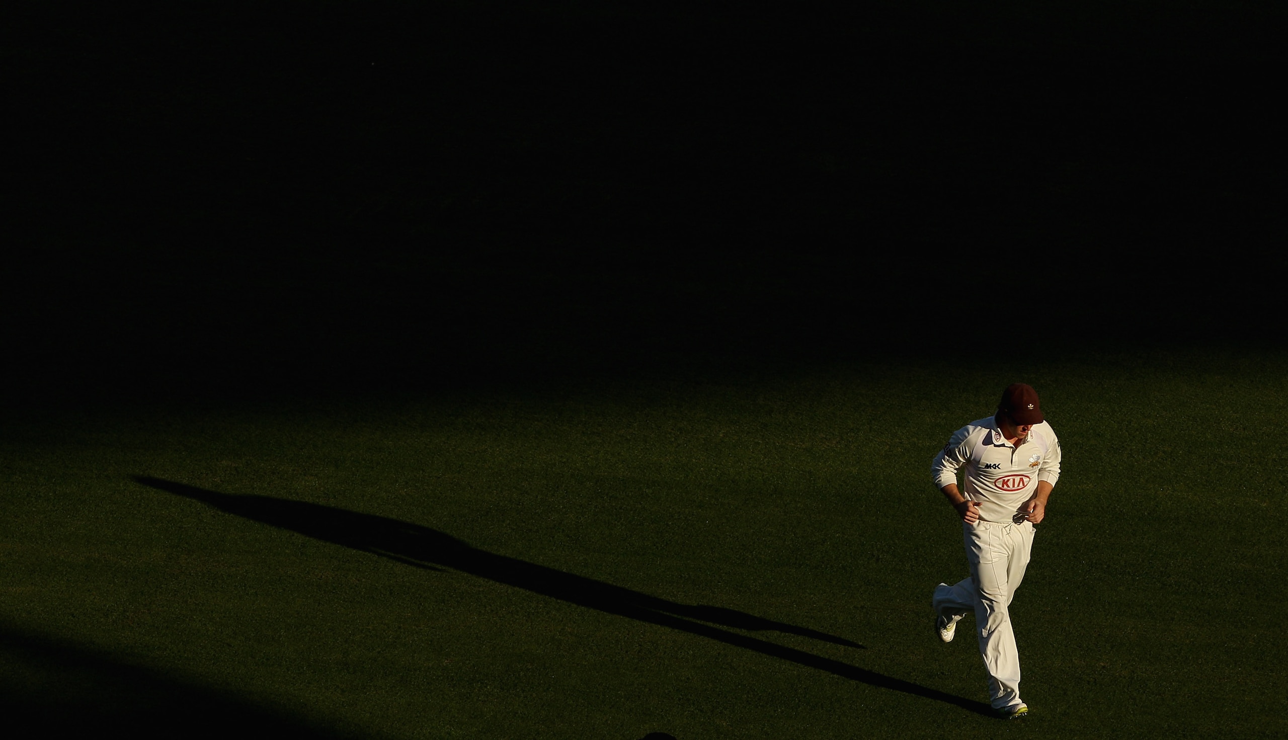 LONDON, UNITED KINGDOM - APRIL 08:  Michael Brown of Surrey runs down to thew boundary during the first day of the LV= County Championship Division 2 match between Surrey and Northants at The Kia Oval on April 8, 2011 in London, United Kingdom.  (Photo by