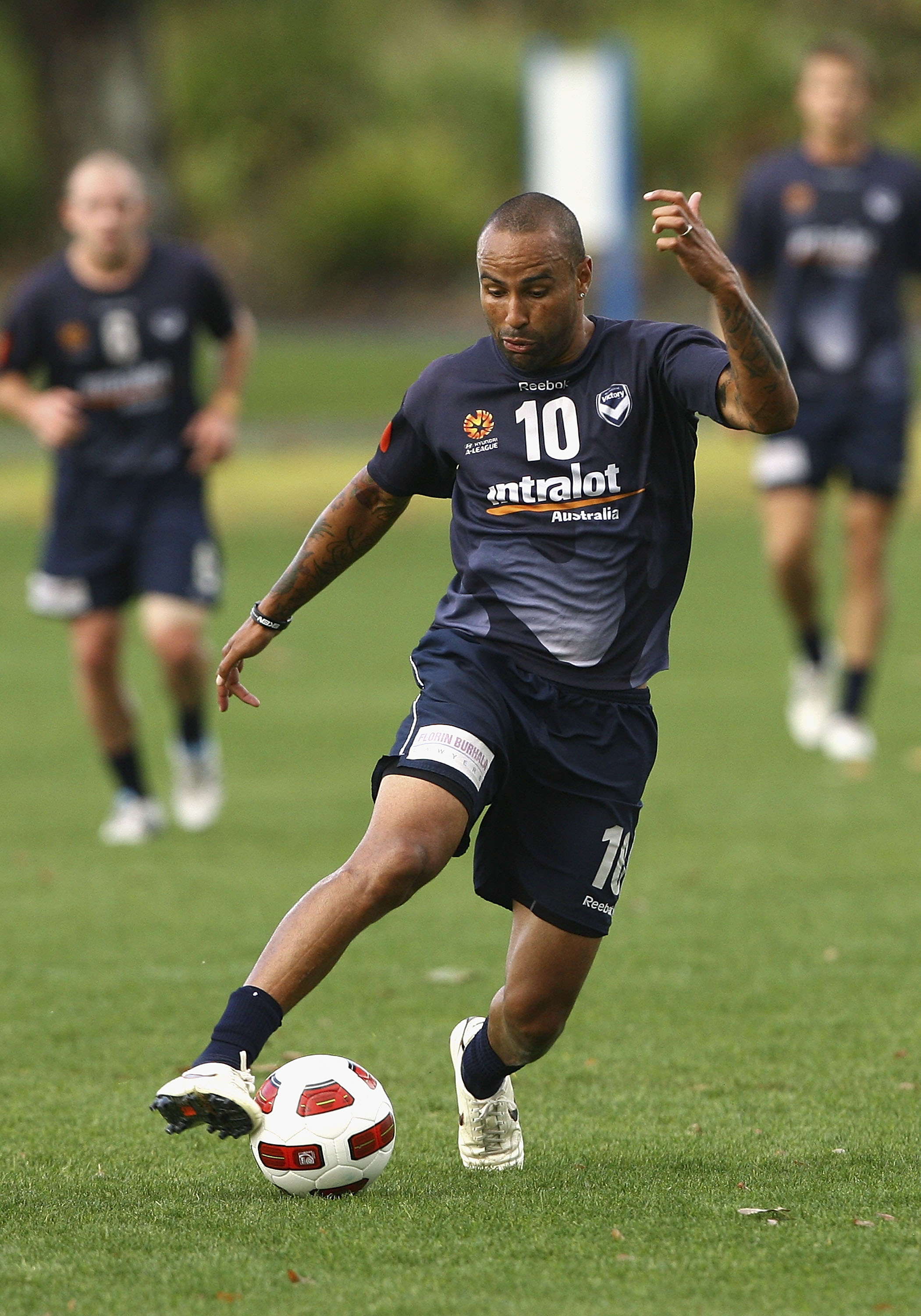 MELBOURNE, AUSTRALIA - APRIL 12:  Archie Thompson controls the ball during a Melbourne Victory Asian Champions League training session at Gosch's Paddock on April 12, 2011 in Melbourne, Australia.  (Photo by Robert Prezioso/Getty Images)