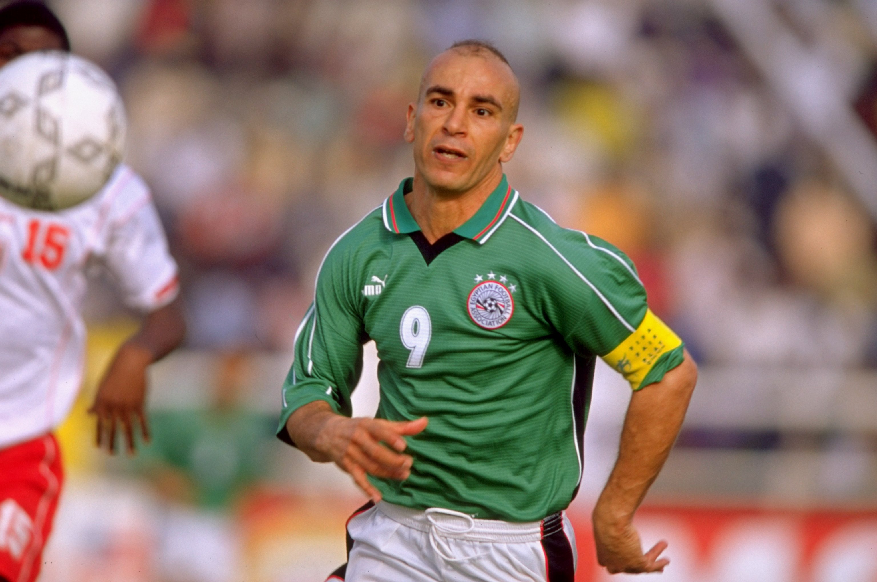 7 Feb 2000:  Hossam Hassan of Egypt in action during the African Nations Cup match against Tunisia in Kano, Nigeria.  Tunisia won the match 1-0. \ Mandatory Credit: Ben Radford /Allsport