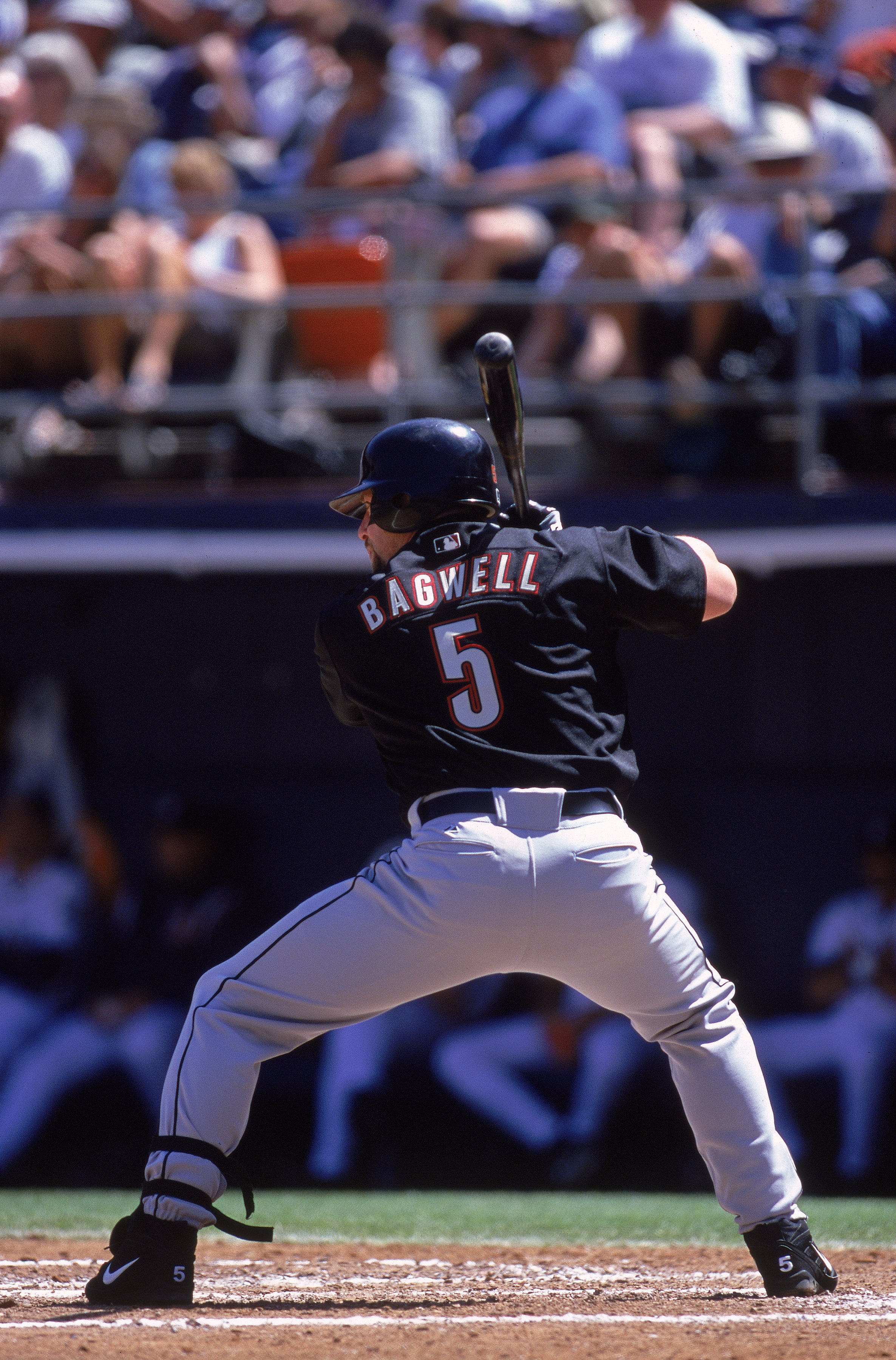 16 Apr 2000: Jeff Bagwell #5 of the Houston Astros stands ready at bat during a game against the San Diego Padres at the Qualcomm Stadium in San Diego, California. The Padres defeated the Astros 13-3. Mandatory Credit: Stephen Dunn  /Allsport
