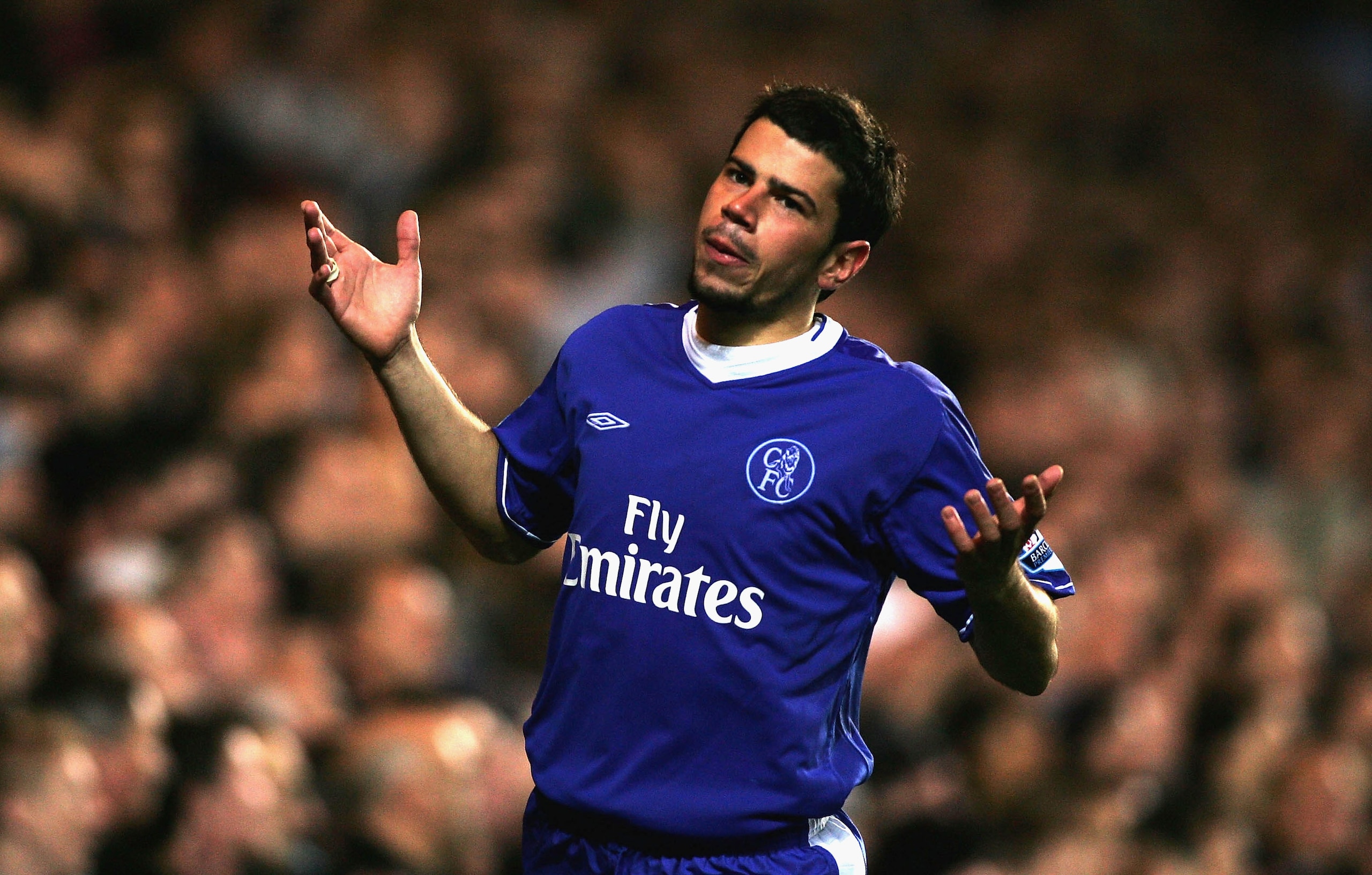 LONDON - OCTOBER 27:  Mateja Kezman of Chelsea shows his disappointment at a desicion from the referee during the Carling Cup Third Round match between Chelsea and West Ham United at Stamford Bridge on October 27, 2004 in London. (Photo by Ben Radford/Get