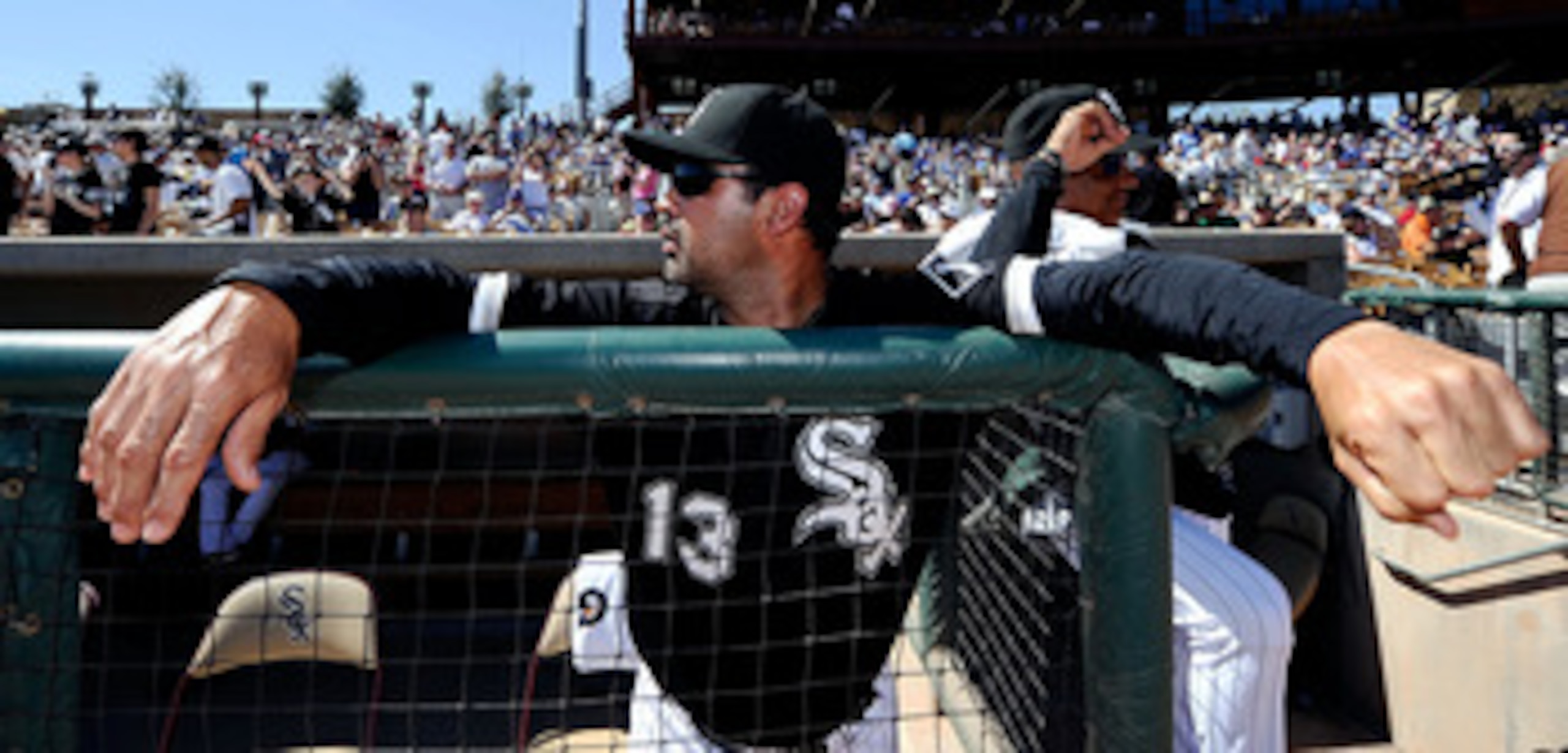 GLENDALE, AZ - MARCH 11:  Manager Ozzie Guillen #13 of the Chicago White Sox watches play in the spring training baseball game against Chicago Cubs at Camelback Ranch on March 11, 2011 in Glendale, Arizona.  (Photo by Kevork Djansezian/Getty Images)