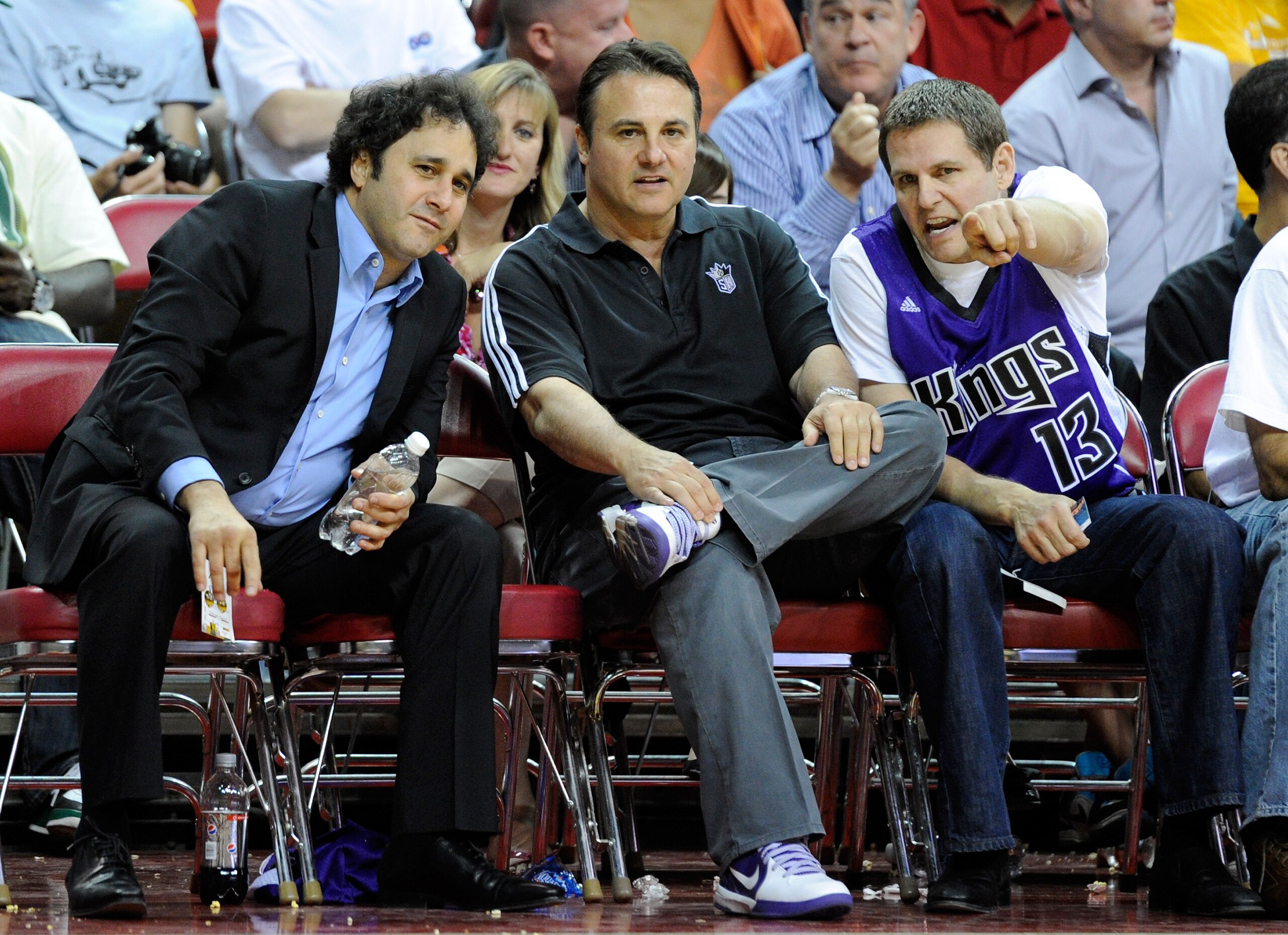 LAS VEGAS - OCTOBER 13: (L-R) Brothers George Maloof, Gavin Maloof and Joe Maloof watch a preseason game between the Sacramento Kings and the Los Angeles Lakers at the Thomas & Mack Center October 13, 2010 in Las Vegas, Nevada. The Lakers won 98-95. NOTE LAS VEGAS - OCTOBER 13: (L-R) Brothers George Maloof, Gavin Maloof and Joe Maloof watch a preseason game between the Sacramento Kings and the Los Angeles Lakers at the Thomas & Mack Center October 13, 2010 in Las Vegas, Nevada. The Lakers won 98-95. NOTE