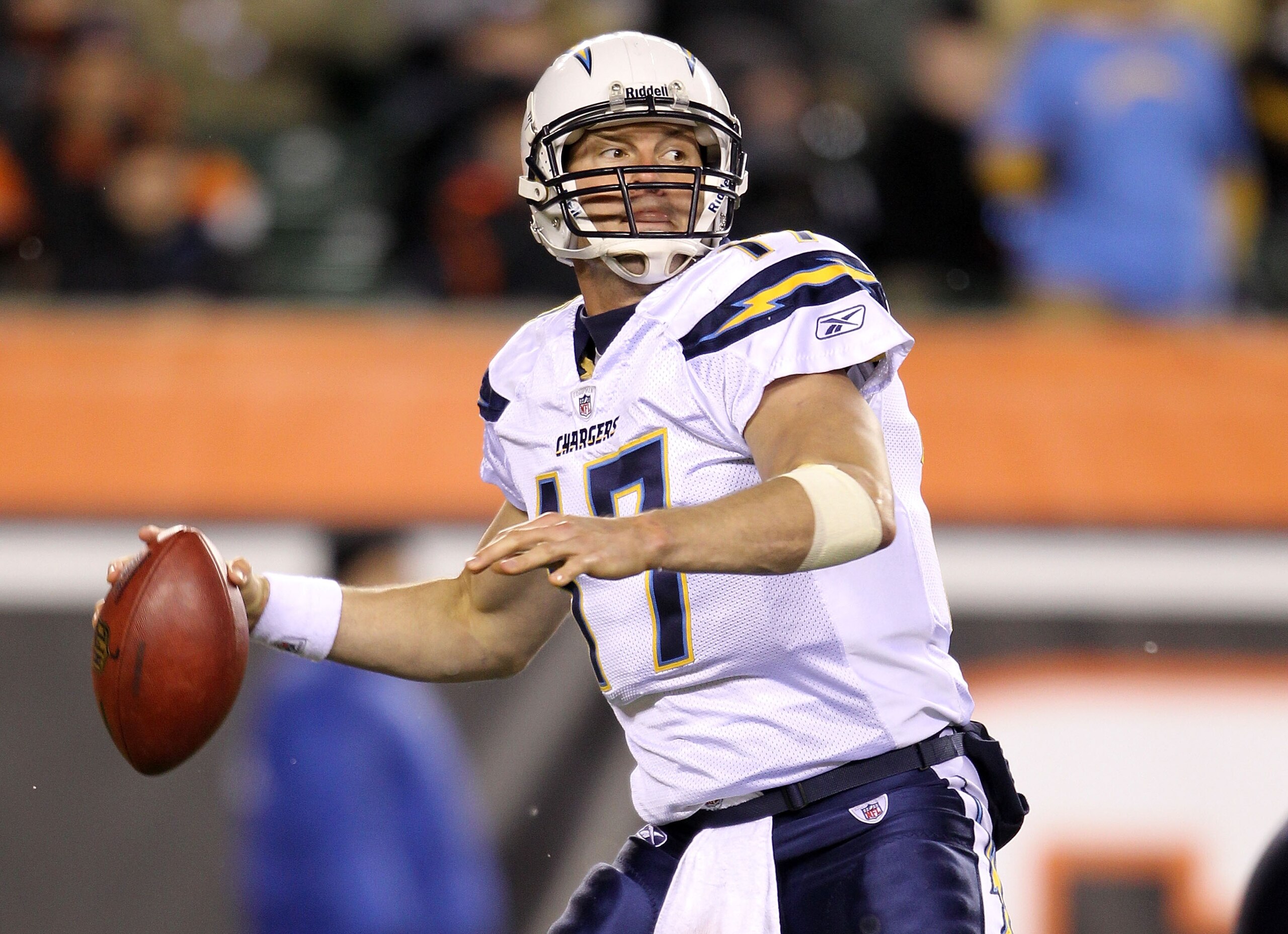 CINCINNATI - DECEMBER 26: Philip Rivers #17 of the San Diego Chargers throws a pass during the Chargers 34-20 loss to the Cincinnati Bengals in the NFL game at Paul Brown Stadium on December 26, 2010 in Cincinnati, Ohio. (Photo by Andy Lyons/Getty Imag CINCINNATI - DECEMBER 26: Philip Rivers #17 of the San Diego Chargers throws a pass during the Chargers 34-20 loss to the Cincinnati Bengals in the NFL game at Paul Brown Stadium on December 26, 2010 in Cincinnati, Ohio. (Photo by Andy Lyons/Getty Imag