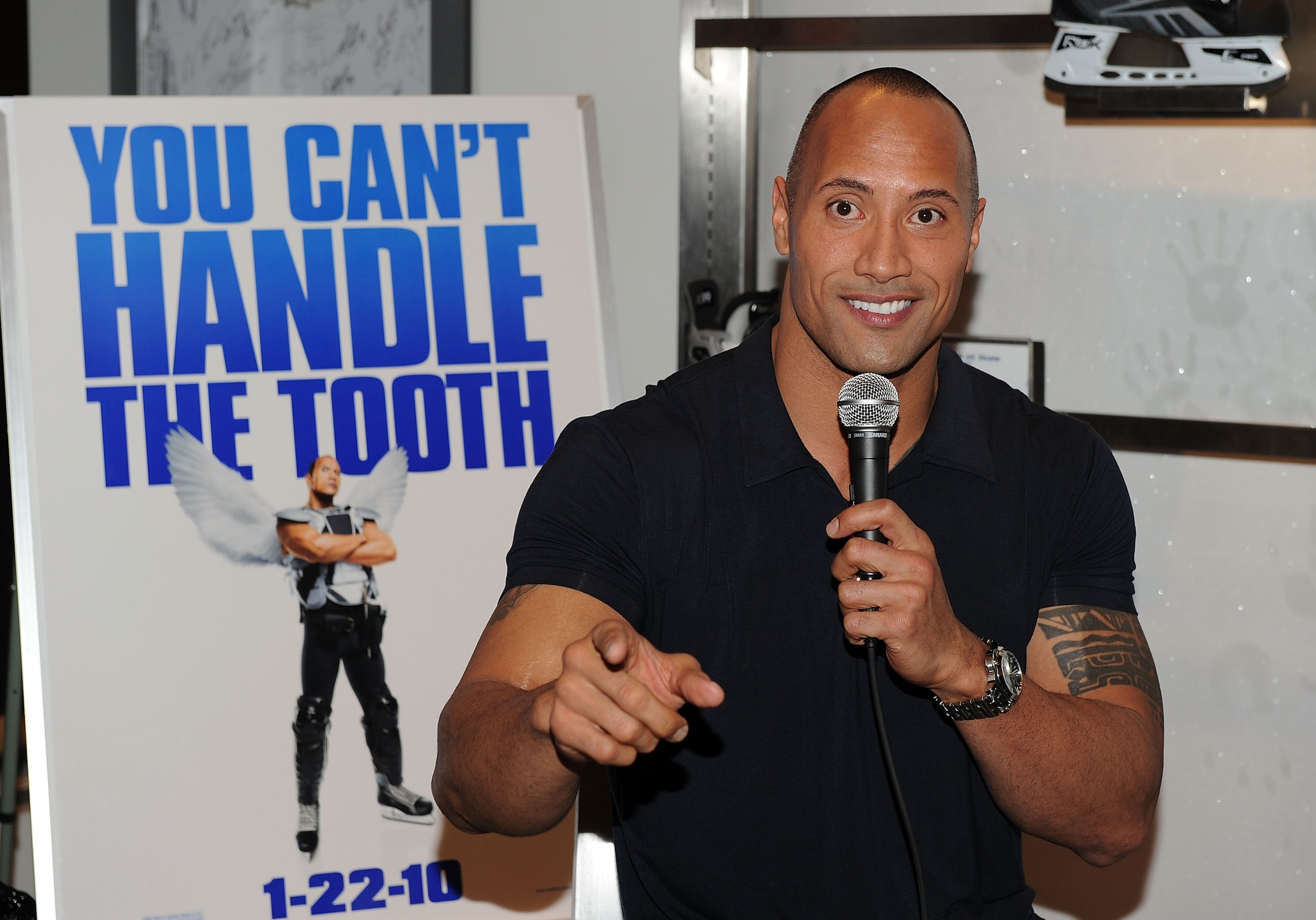NEW YORK - JANUARY 20:  Actor Dwayne Johnson attends the NHL Powered by Reebok Store to promote 'Tooth Fairy' on January 20, 2010 in New York City.  (Photo by Stephen Lovekin/Getty Images)