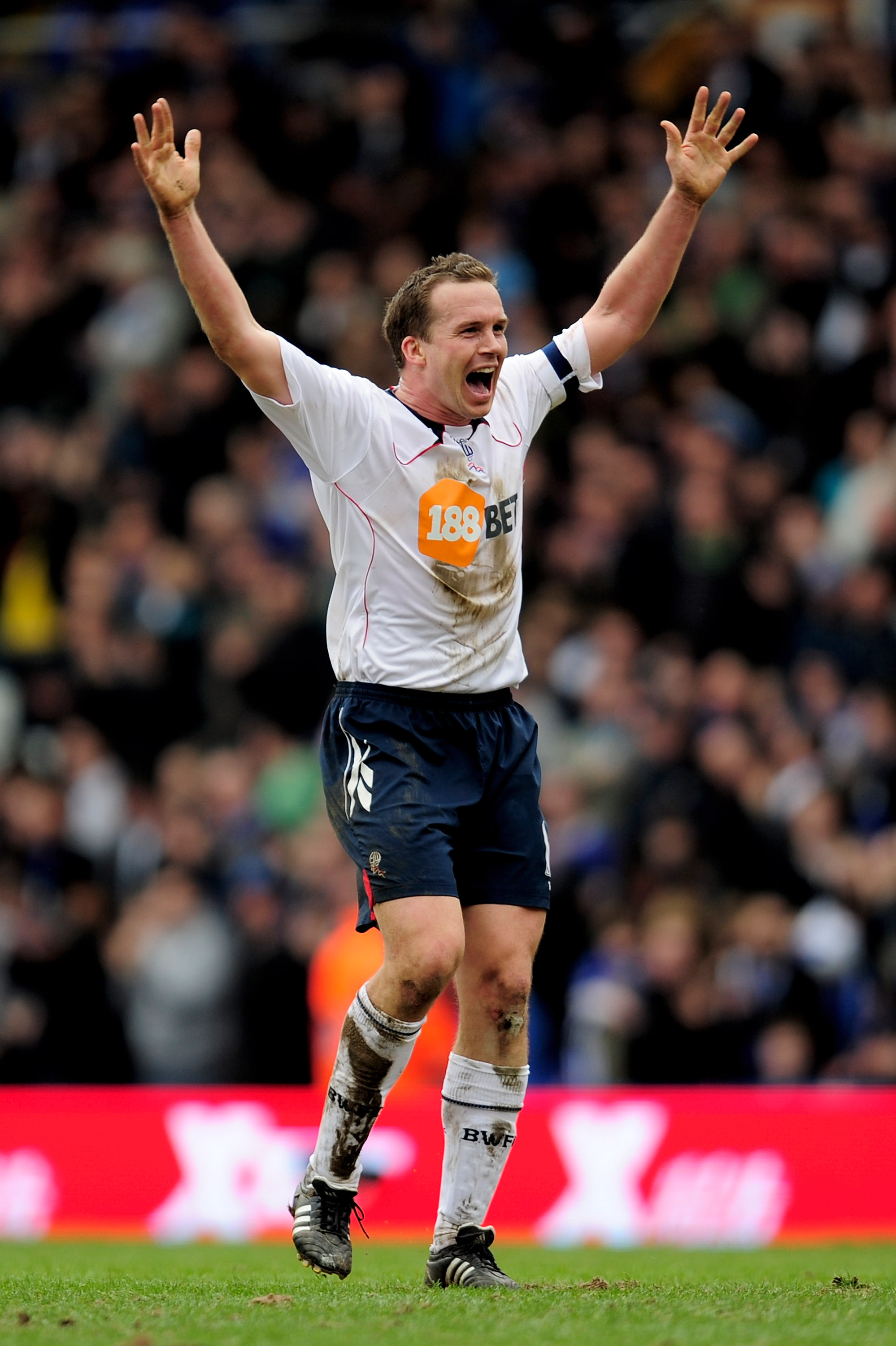 BIRMINGHAM, ENGLAND - MARCH 12:  Kevin Davies of Bolton Wanderers celebrates during the FA Cup sponsored by E.On Sixth Round match between Birmingham City and Bolton Wanderers at St Andrews on March 12, 2011 in Birmingham, England.  (Photo by Jamie McDona