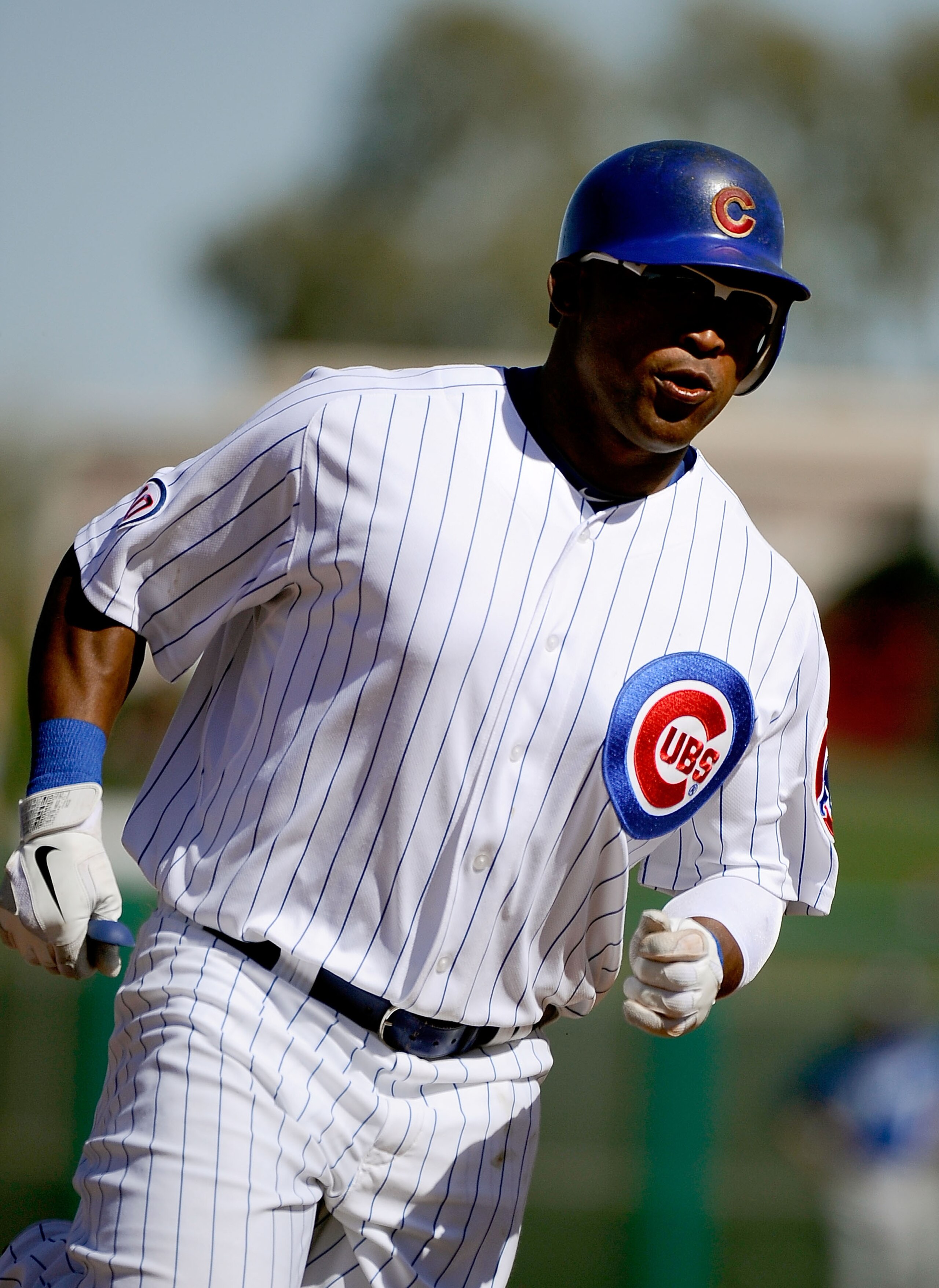 MESA, AZ - MARCH 09:  Marlon Byrd #24 of the Chicago Cubs runs the bases against the Kansas City Royals during the spring training baseball game at HoHoKam Stadium on March 9, 2011 in Mesa, Arizona.  (Photo by Kevork Djansezian/Getty Images)