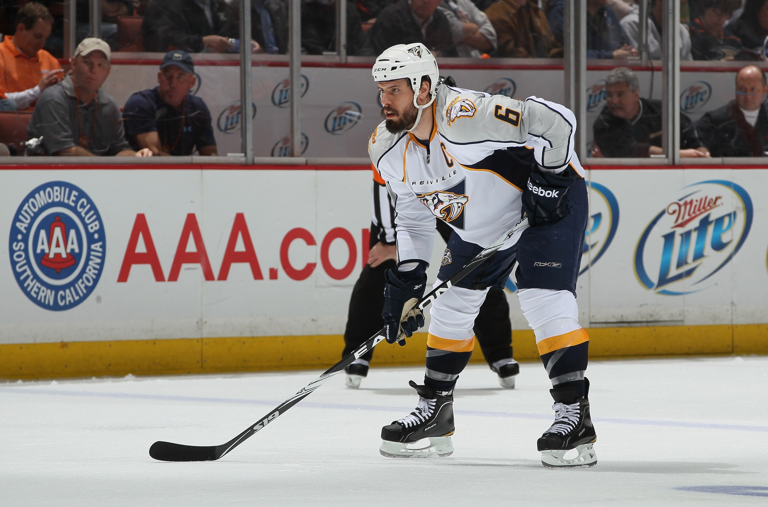 ANAHEIM, CA - APRIL 13: Shea Weber #6 of the Nashville Predators skates against the Anaheim Ducks in Game One of the Western Conference Quarterfinals during the 2011 NHL Stanley Cup Playoffs at Honda Center on April 13, 2011 in Anaheim, California. The P ANAHEIM, CA - APRIL 13: Shea Weber #6 of the Nashville Predators skates against the Anaheim Ducks in Game One of the Western Conference Quarterfinals during the 2011 NHL Stanley Cup Playoffs at Honda Center on April 13, 2011 in Anaheim, California. The P