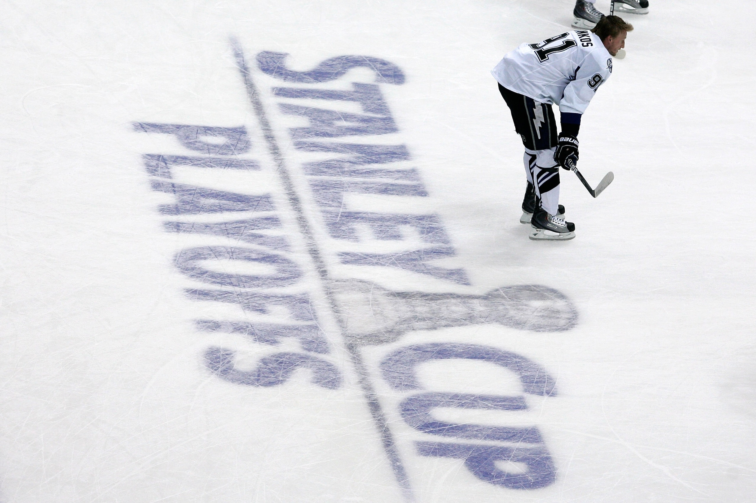 PITTSBURGH, PA - APRIL 15: Steven Stamkos #91 of the Tampa Bay Lightning waits on the ice during warmups prior to the start of Game Two of the Eastern Conference Quarterfinals against the Pittsburgh Penguins during the 2011 NHL Stanley Cup Playoffs at C PITTSBURGH, PA - APRIL 15: Steven Stamkos #91 of the Tampa Bay Lightning waits on the ice during warmups prior to the start of Game Two of the Eastern Conference Quarterfinals against the Pittsburgh Penguins during the 2011 NHL Stanley Cup Playoffs at C