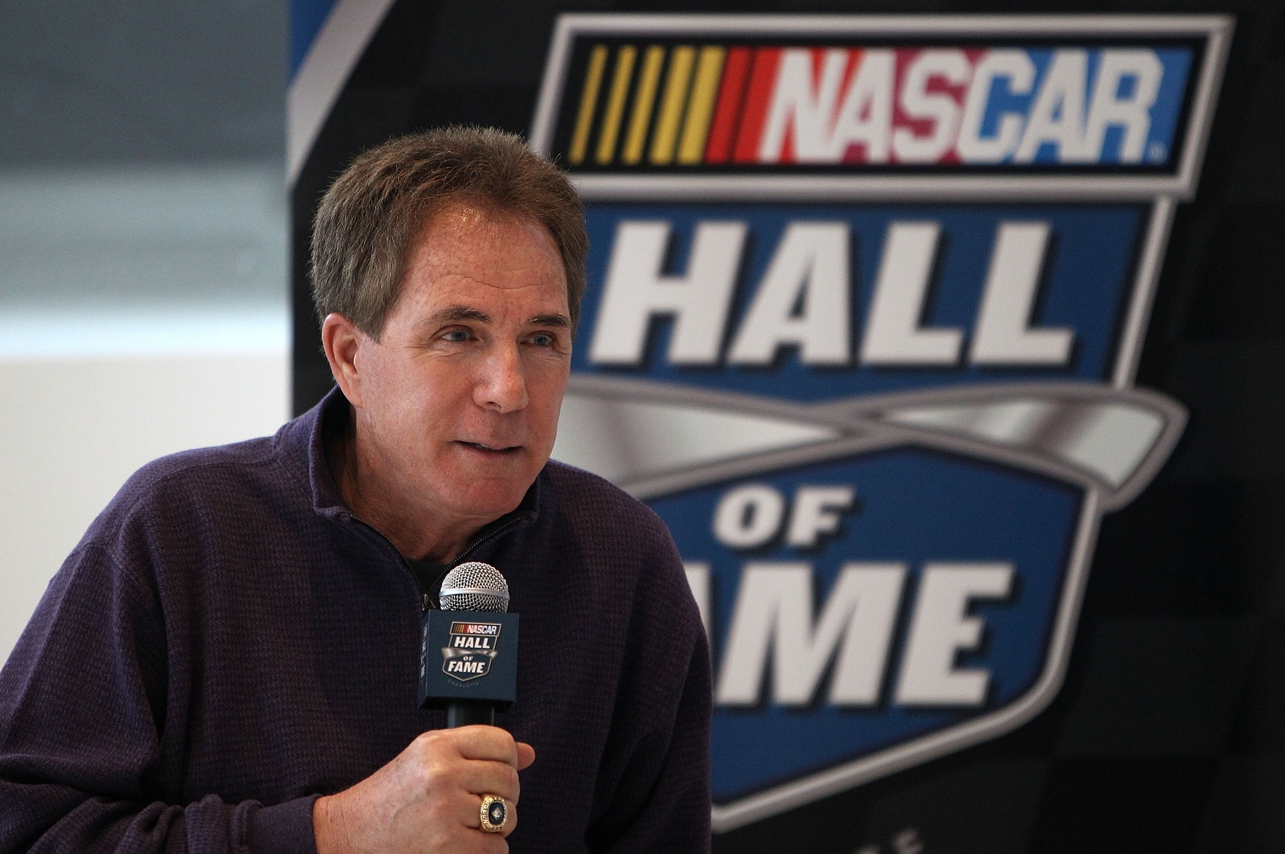 CHARLOTTE, NC - MARCH 22: Darrell Waltrip speaks to the media about the unveiling of his Championship-winning No. 11 Mountain Dew Buick during the kick off of the final 50 days before the opening of the NASCAR Hall of Fame at the NASCAR Hall of Fame on M CHARLOTTE, NC - MARCH 22: Darrell Waltrip speaks to the media about the unveiling of his Championship-winning No. 11 Mountain Dew Buick during the kick off of the final 50 days before the opening of the NASCAR Hall of Fame at the NASCAR Hall of Fame on M