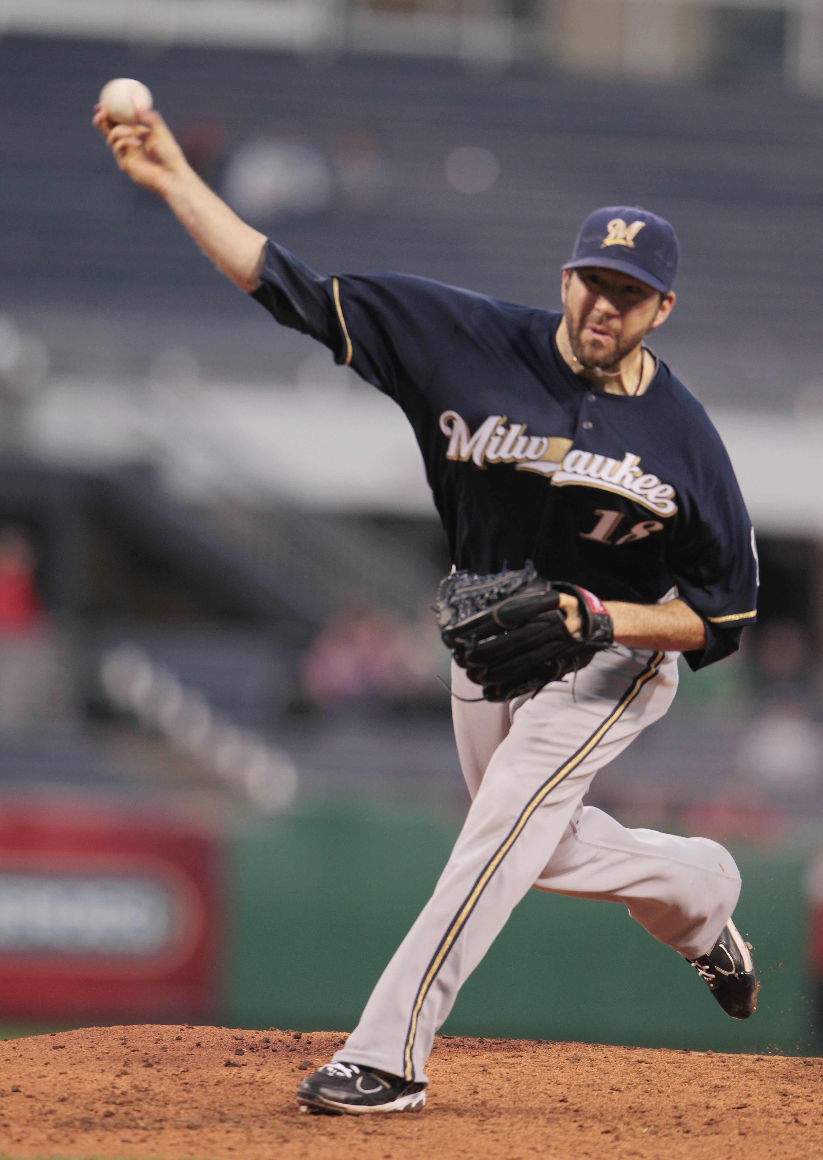 PITTSBURGH, PA - APRIL 13:  Shaun Marcum #18 of the Milwaukee Brewers throws a pitch during their game against the Pittsburgh Pirates at PNC Park on April 13, 2011 in Pittsburgh, Pennsylvania.  (Photo by Scott Halleran/Getty Images)