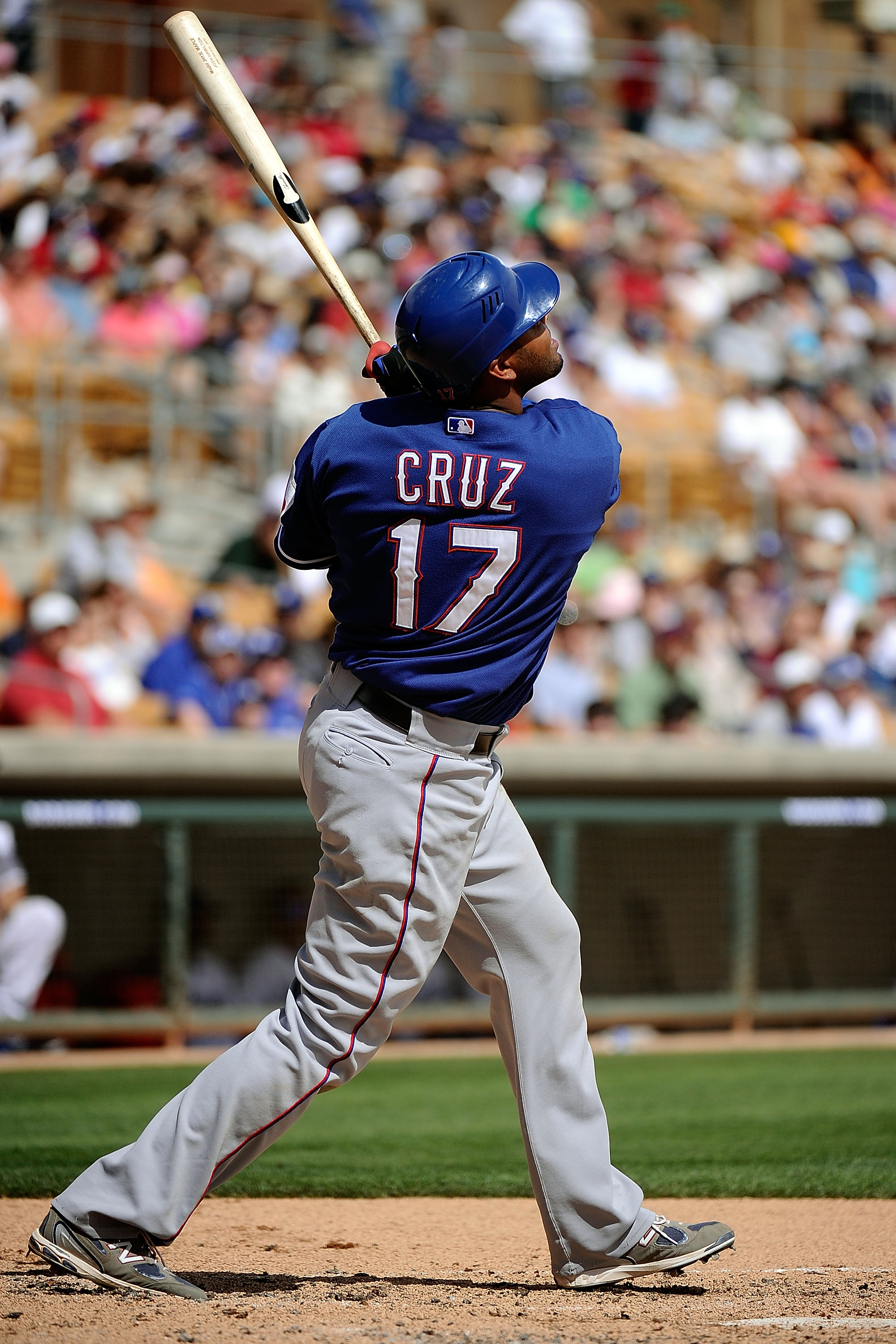 GLENDALE, AZ - MARCH 15:  Nelson Cruz #17 of the Texas Rangers plays against the Los Angeles Dodgers during the spring training baseball game at Camelback Ranch on March 15, 2011 in Glendale, Arizona.  (Photo by Kevork Djansezian/Getty Images)
