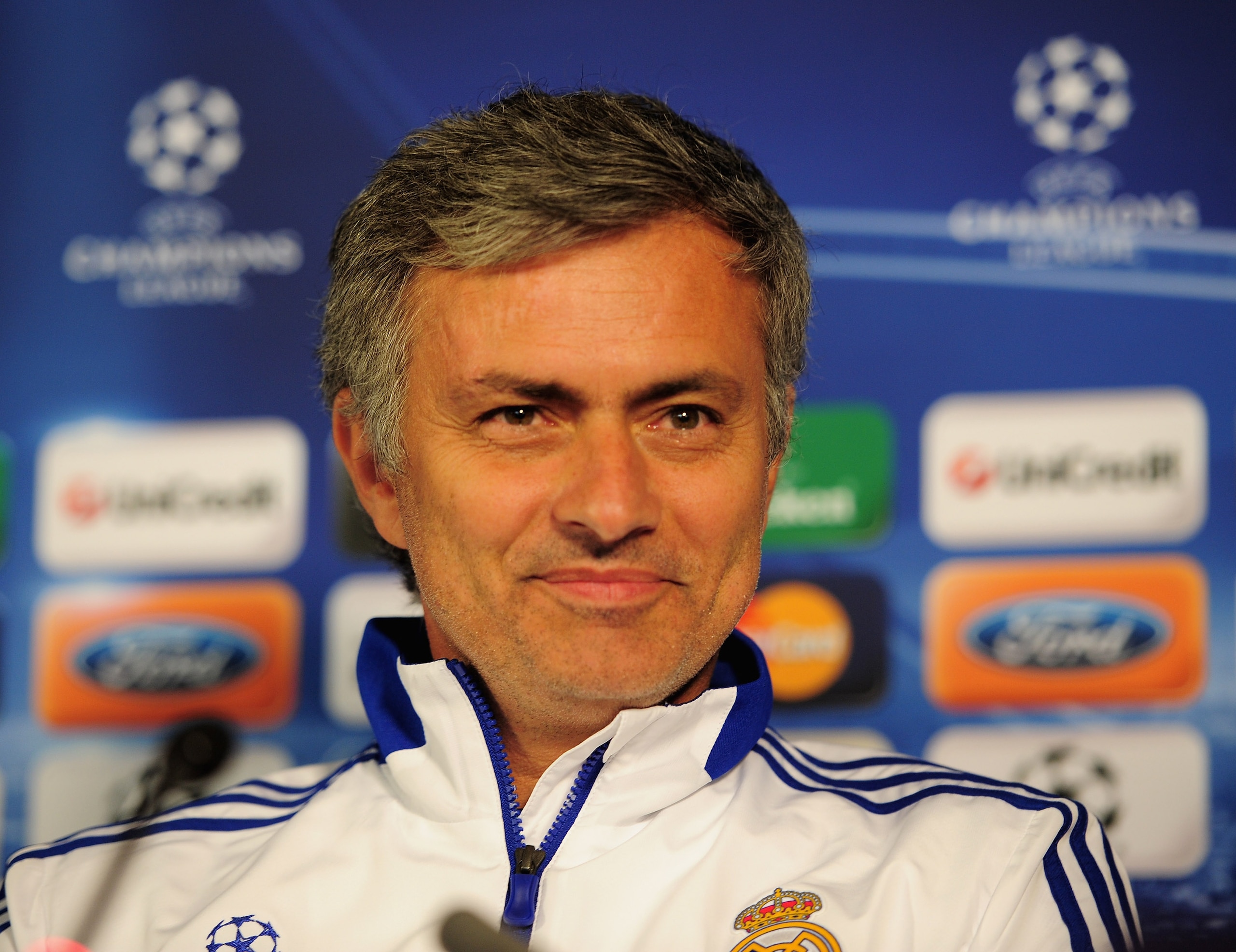 LONDON, ENGLAND - APRIL 12: Jose Mourinho the Real Madrid manager talks to the media during a press conference on the eve of their UEFA Champions League quarter-final second leg match against Tottenham Hotspur at White Hart Lane on April 12, 2011 in Lond LONDON, ENGLAND - APRIL 12: Jose Mourinho the Real Madrid manager talks to the media during a press conference on the eve of their UEFA Champions League quarter-final second leg match against Tottenham Hotspur at White Hart Lane on April 12, 2011 in Lond