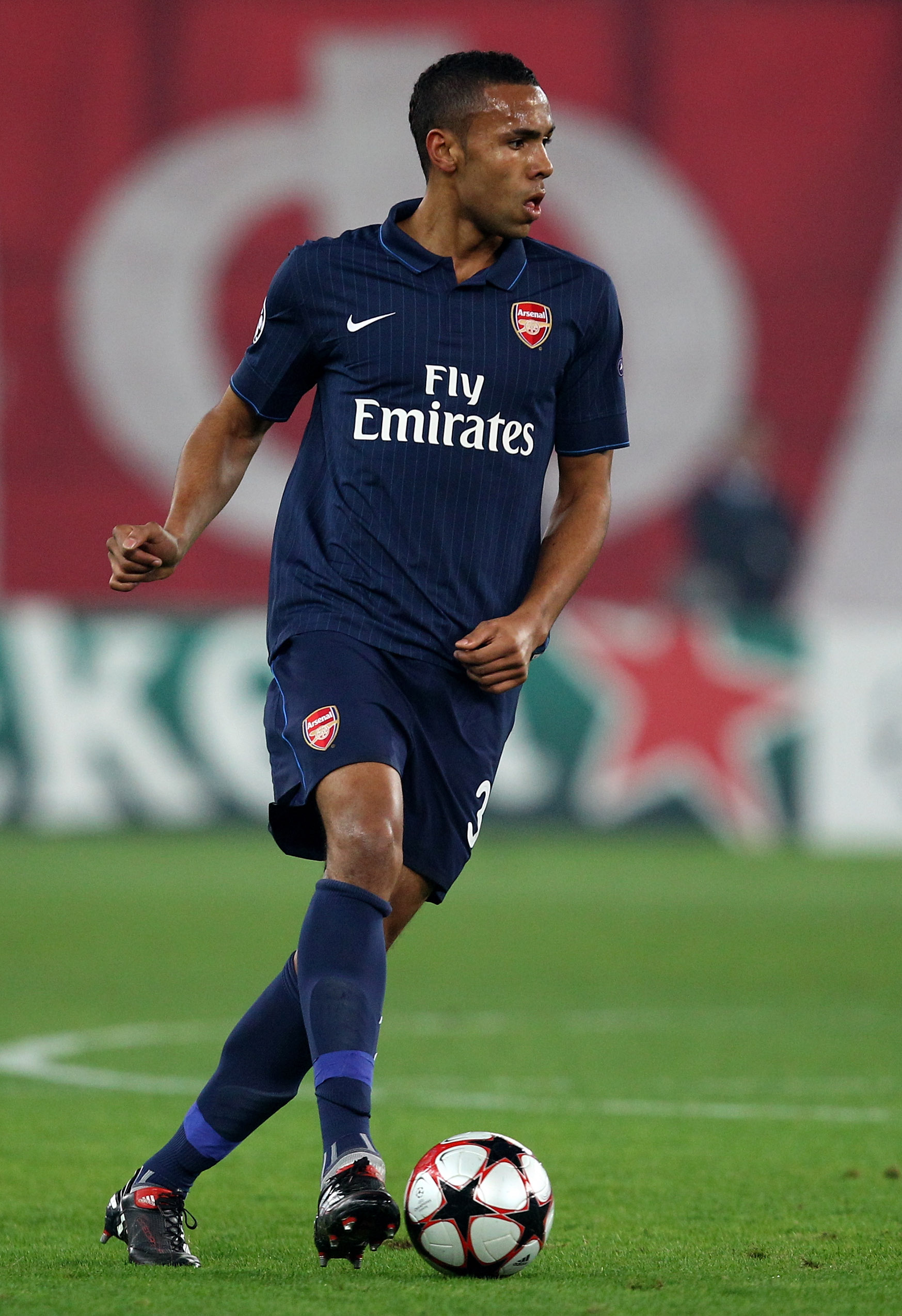 ATHENS, GREECE - DECEMBER 09:  Kyle Bartley of Arsenal in action during the UEFA Champions League Group H match between Olympiakos and Arsenal at the Georgios Karaiskakis Stadium on December 9, 2009 in Athens, Greece.  (Photo by Richard Heathcote/Getty Im