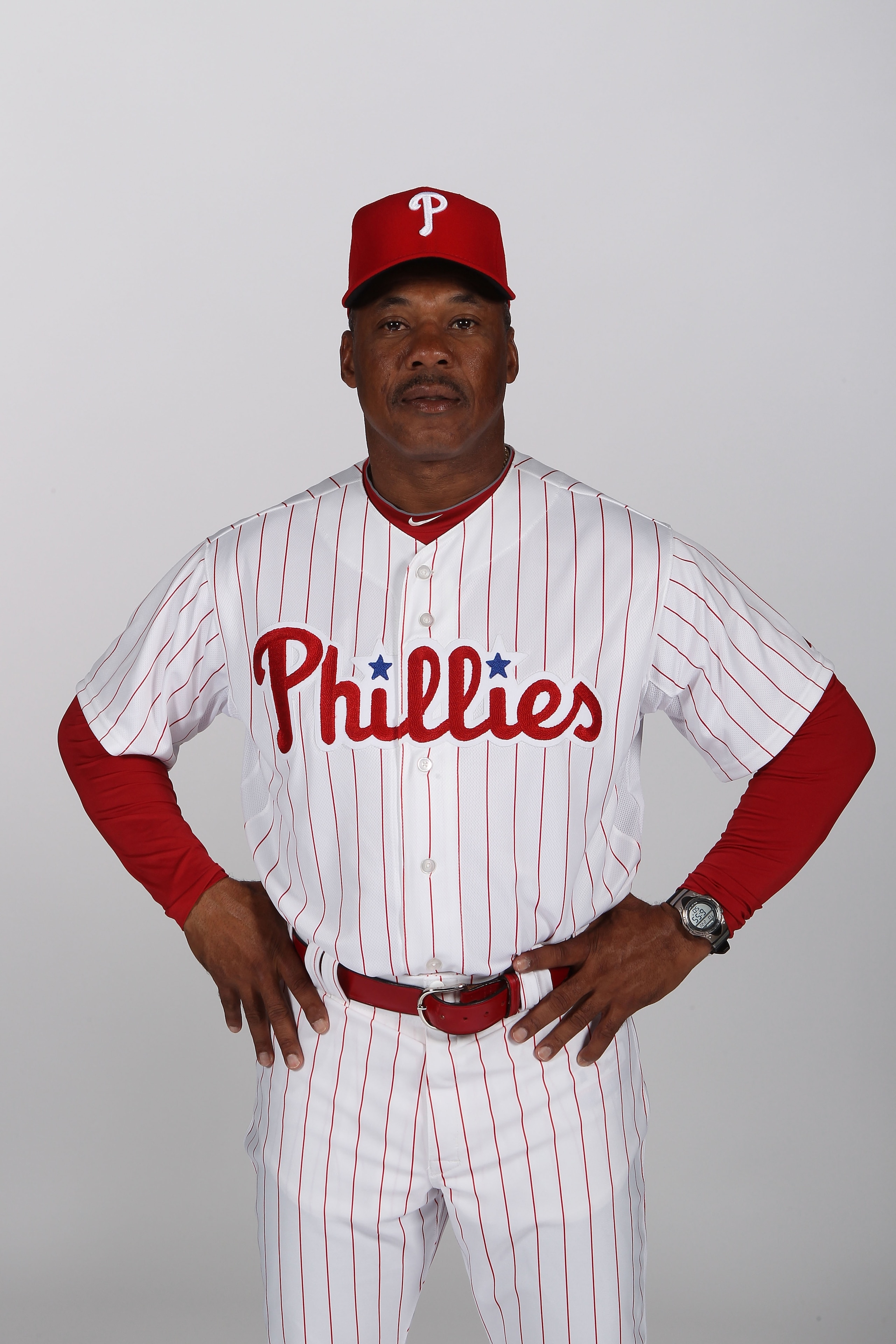 CLEARWATER, FL - FEBRUARY 22: Juan Samuel #12 of the Philadelphia Phillies poses for a photo during Spring Training Media Photo Day at Bright House Networks Field on February 22, 2011 in Clearwater, Florida. (Photo by Nick Laham/Getty Images) CLEARWATER, FL - FEBRUARY 22: Juan Samuel #12 of the Philadelphia Phillies poses for a photo during Spring Training Media Photo Day at Bright House Networks Field on February 22, 2011 in Clearwater, Florida. (Photo by Nick Laham/Getty Images)