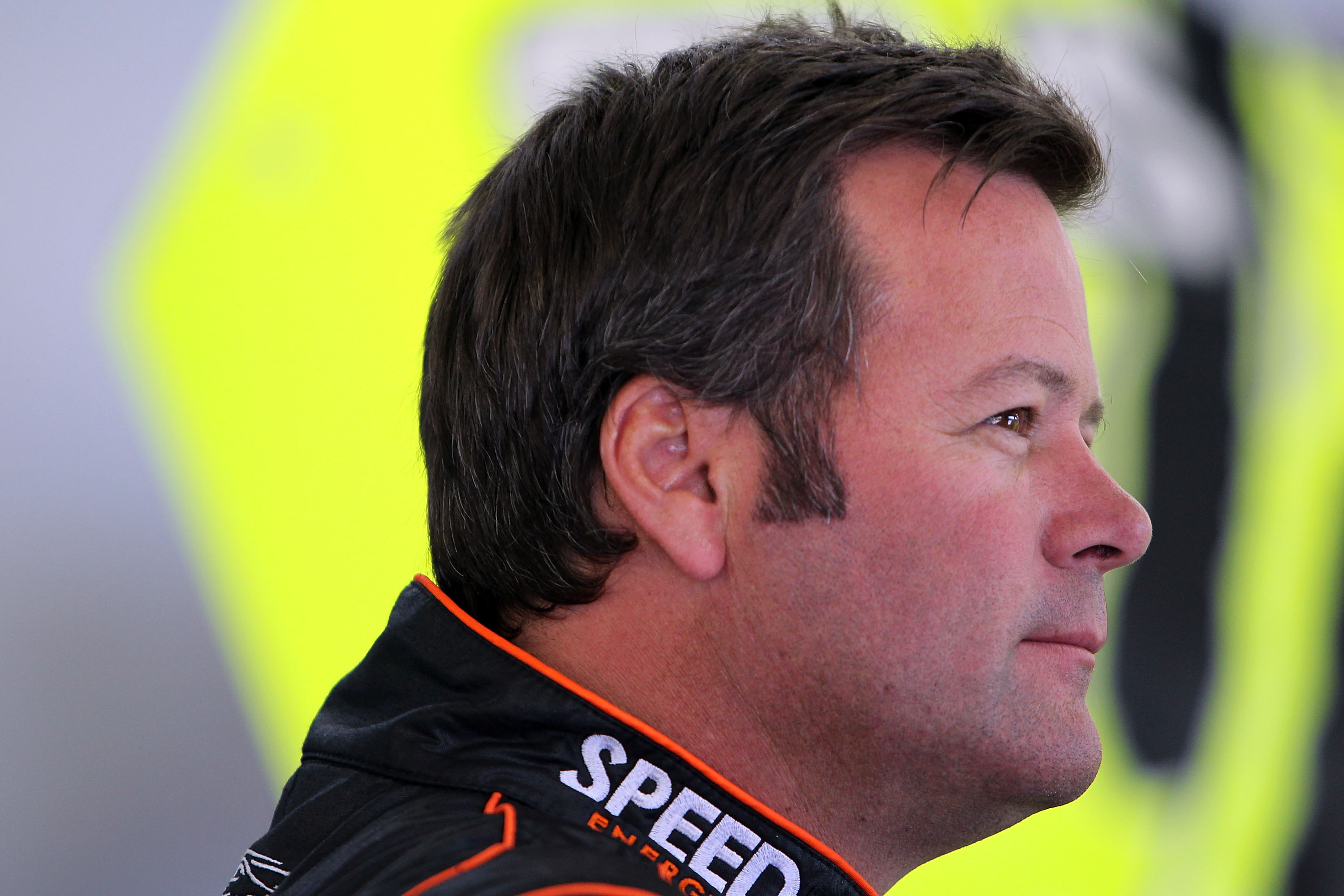 LAS VEGAS, NV - MARCH 04:  Robby Gordon, driver of the #7 Speed Energy Dodge, stands in the garage during practice for the NASCAR Sprint Cup Series Kobalt Tools 400 at Las Vegas Motor Speedway on March 4, 2011 in Las Vegas, Nevada.  (Photo by Jonathan Fer