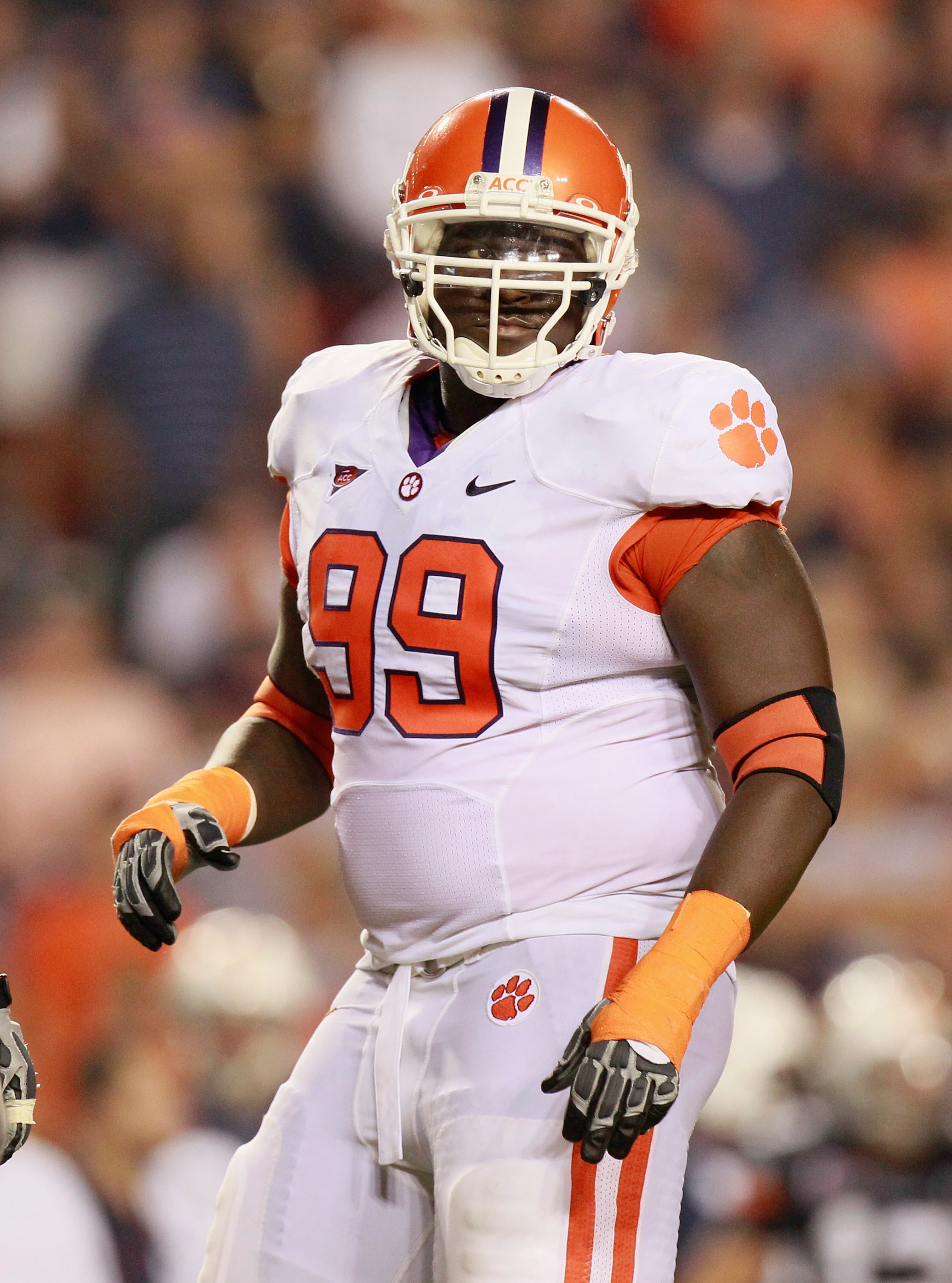 AUBURN, AL - SEPTEMBER 18: Jarvis Jenkins #99 of the Clemson Tigers against the Auburn Tigers at Jordan-Hare Stadium on September 18, 2010 in Auburn, Alabama. (Photo by Kevin C. Cox/Getty Images) AUBURN, AL - SEPTEMBER 18: Jarvis Jenkins #99 of the Clemson Tigers against the Auburn Tigers at Jordan-Hare Stadium on September 18, 2010 in Auburn, Alabama. (Photo by Kevin C. Cox/Getty Images)