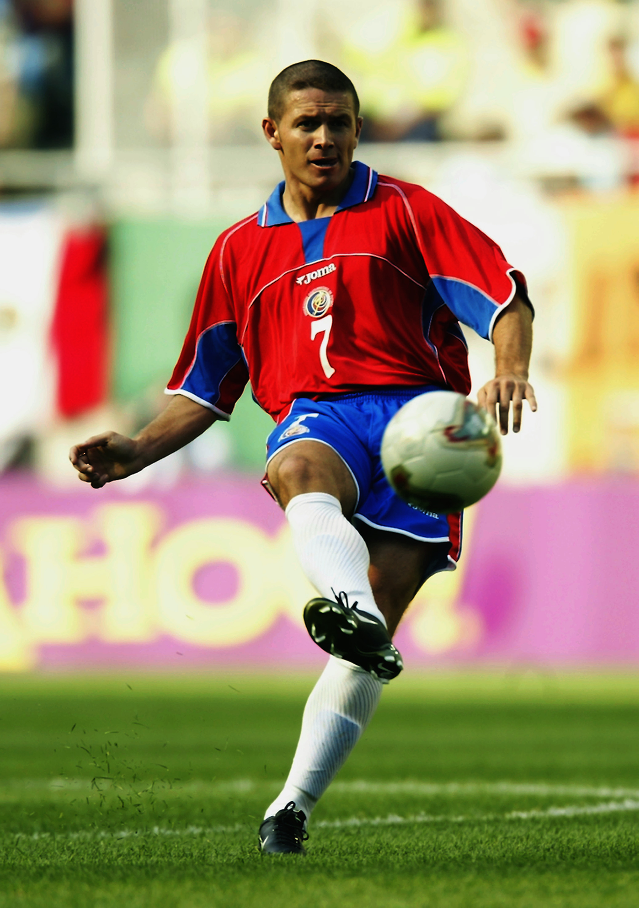 SUWON - JUNE 13:  Rolando Fonseca of Costa Rica in action during the Group C match against Brazil of the World Cup Group Stage  played at the Suwon World Cup Stadium, Suwon, South Korea on June 13, 2002.  Brazil won the match 5-2. (Photo by Brian Bahr/Get