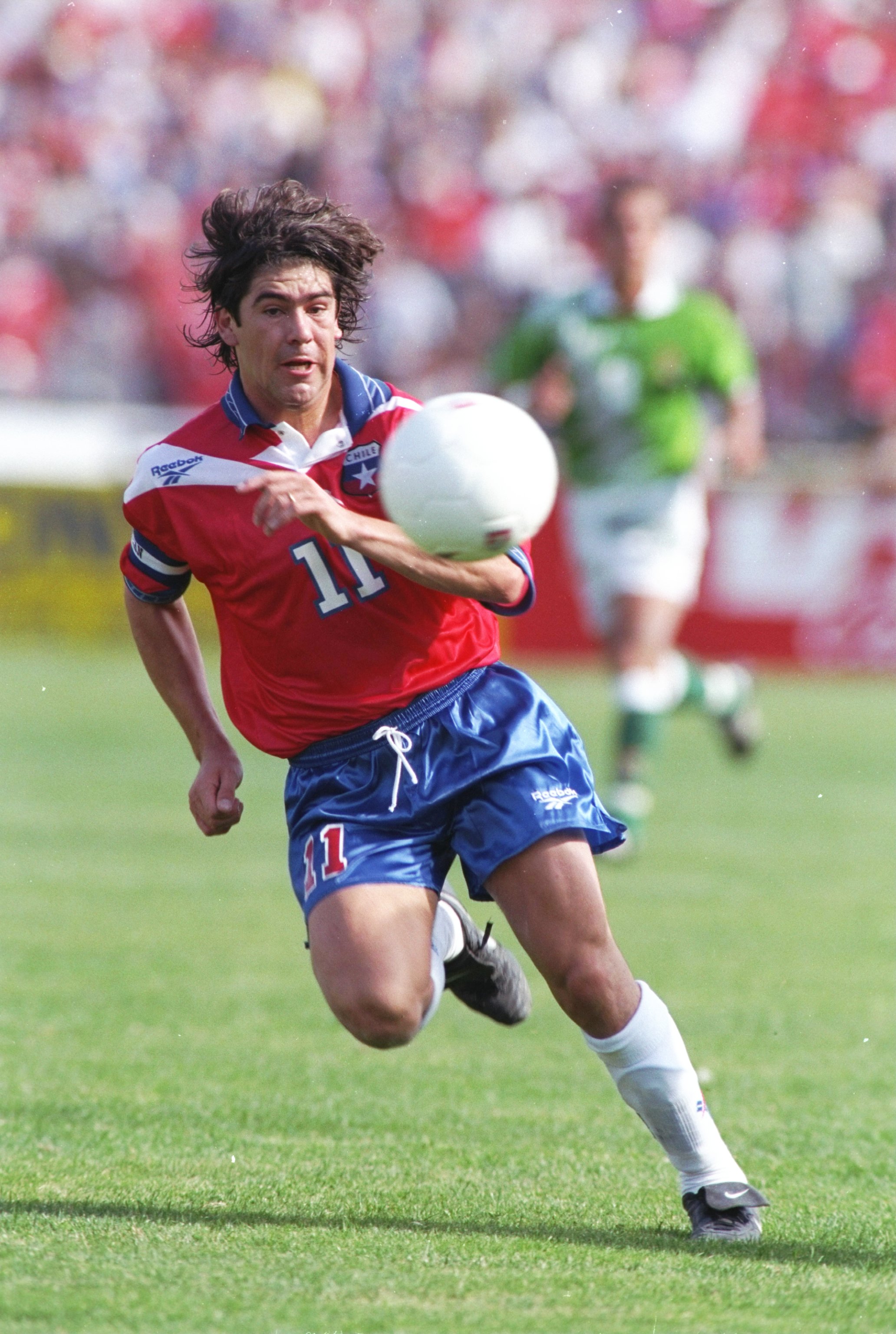 16 Nov 1997:  Marcelo Salas of Chile in action during the World Cup qualifier against Bolivia in Santiago, Chile. Chile won 3-0. \ Mandatory Credit: Stu Forster /Allsport
