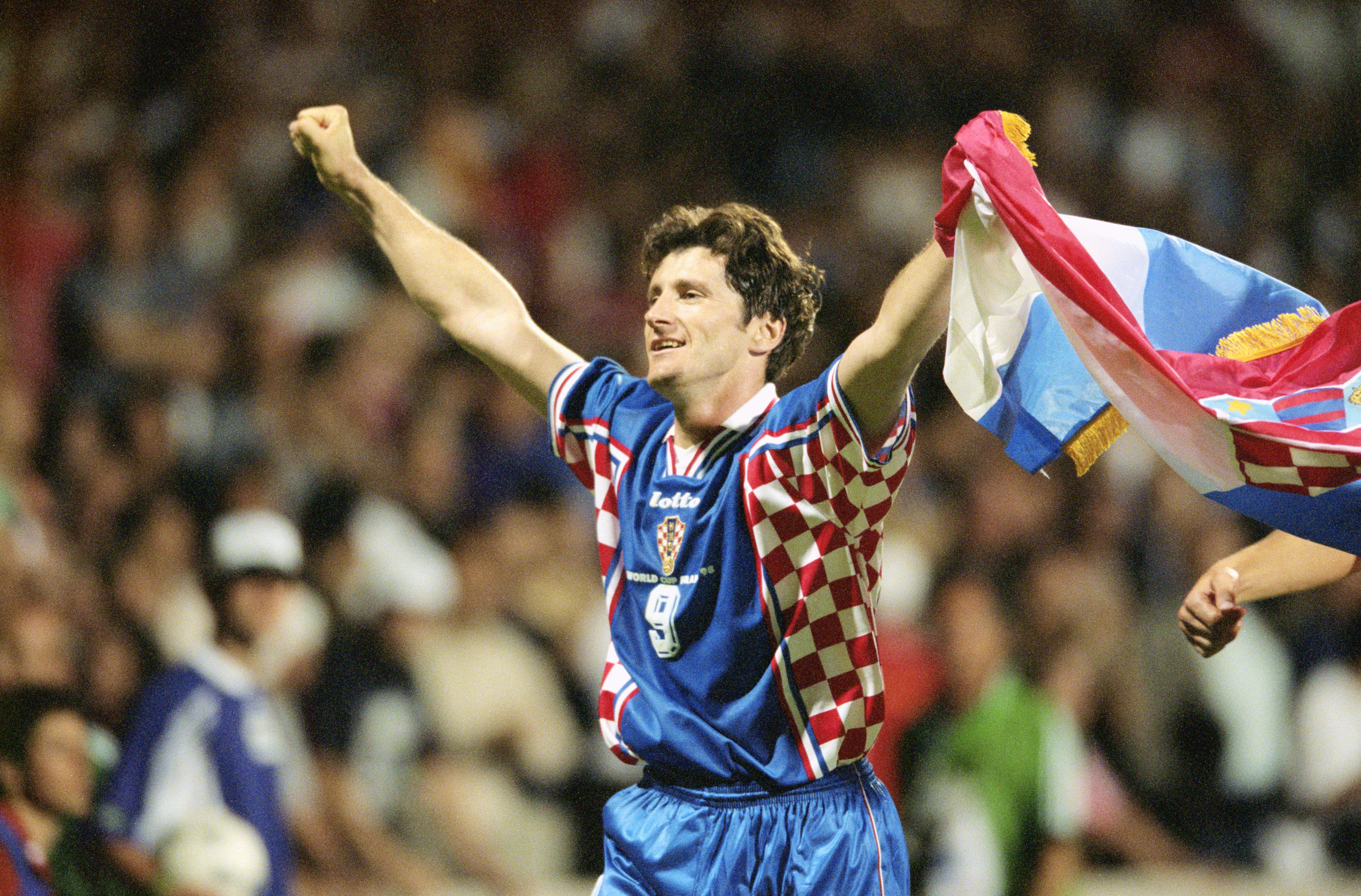 4 Jul 1998:  Davor Suker of Croatia celebrates after the World Cup quarter-final match against Germany at the Stade Gerland in Lyon, France. Croatia won 3-0. \ Mandatory Credit: Shaun Botterill /Allsport