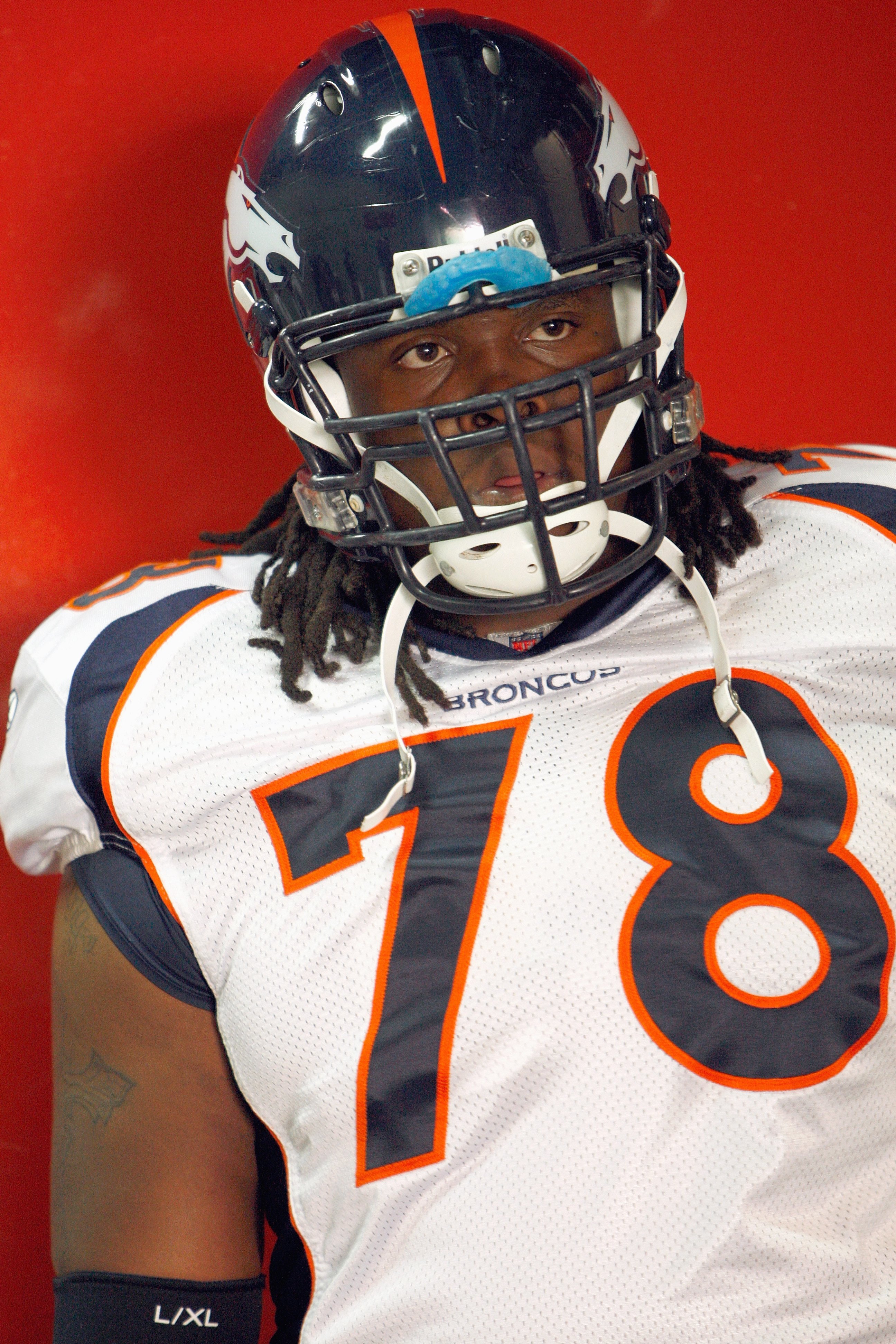 KANSAS CITY - SEPTEMBER 28: Ryan Clady #78 of the Denver Broncos stands in the tunnel before the game against the Kansas City Chiefs on September 28, 2008 at Arrowhead Stadium in Kansas City, Missouri. The Chiefs defeated the Broncos 33-19. (Photo by: J KANSAS CITY - SEPTEMBER 28: Ryan Clady #78 of the Denver Broncos stands in the tunnel before the game against the Kansas City Chiefs on September 28, 2008 at Arrowhead Stadium in Kansas City, Missouri. The Chiefs defeated the Broncos 33-19. (Photo by: J