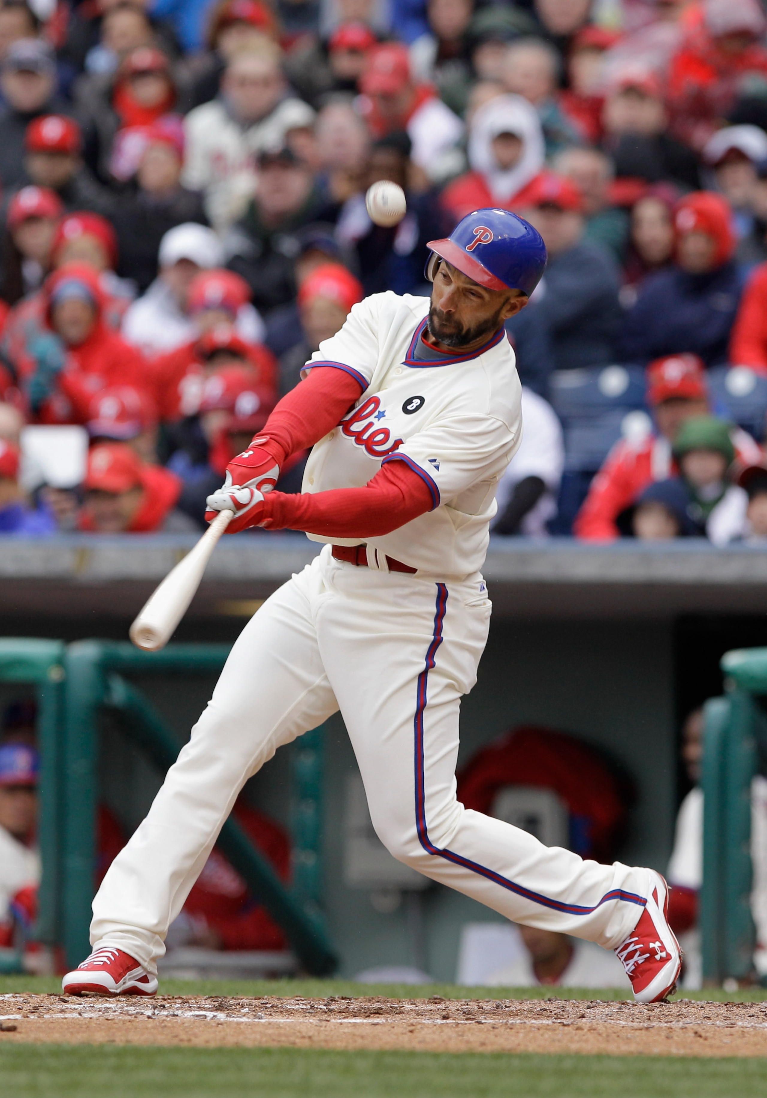 PHILADELPHIA, PA - APRIL 01:  Raul Ibanez #29 of the Philadelphia Phillies at the plate against the Houston Astros during opening day at Citizens Bank Park on April 1, 2011 in Philadelphia, Pennsylvania.  (Photo by Rob Carr/Getty Images)